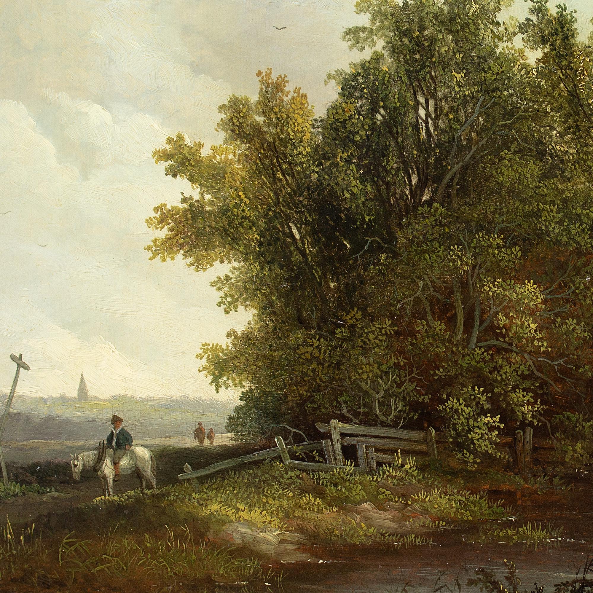 Edward Williams, Landscape With Watermill & Boy Fishing, Oil Painting  7
