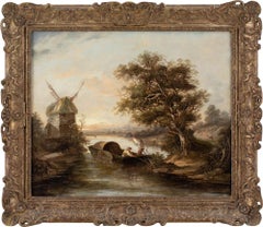 Edward Williams, Escena fluvial con batea y molino de viento