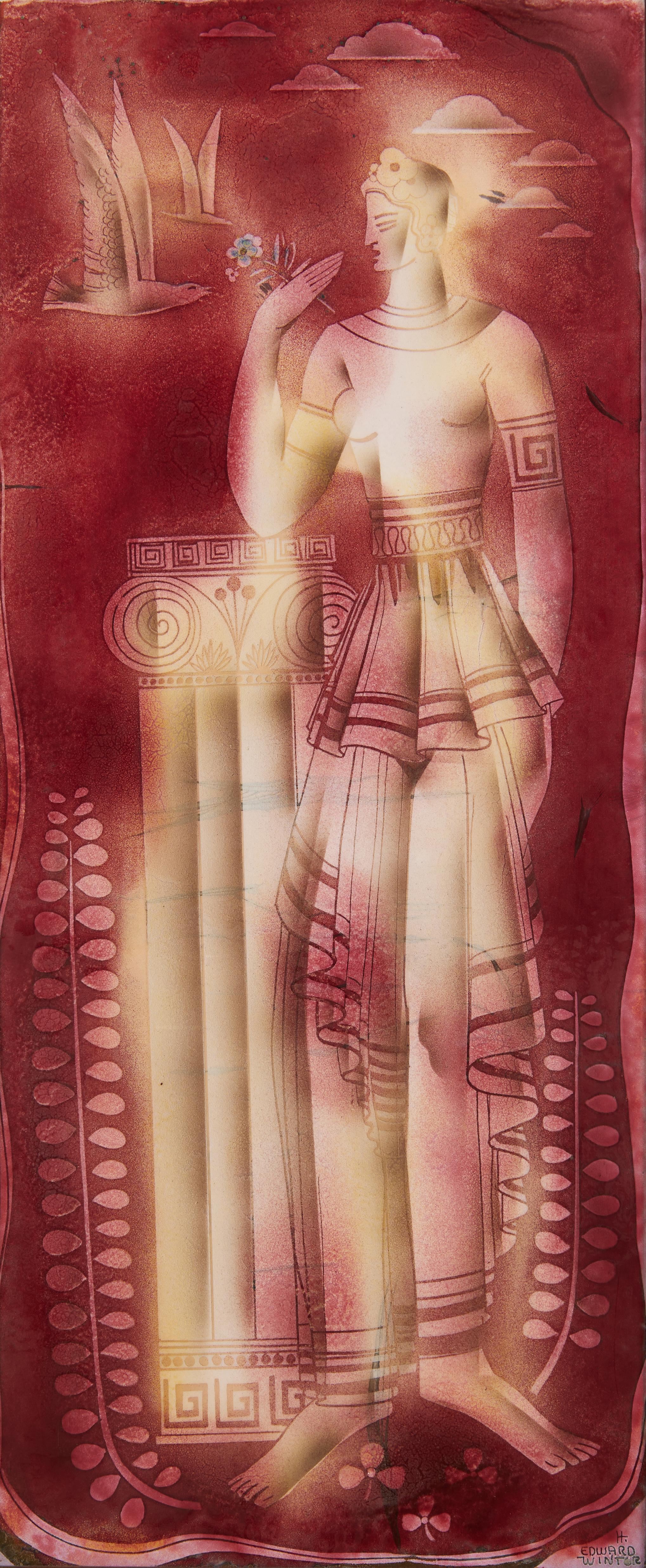 Helen of Troy, émail du début du 20e siècle, artiste de l
école de Cleveland - Mixed Media Art de Edward Winter