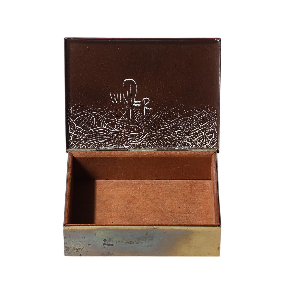 Caja de Edward Winter, esmalte, latón, con bisagra, Escuela de Cleveland, firmada en venta 8