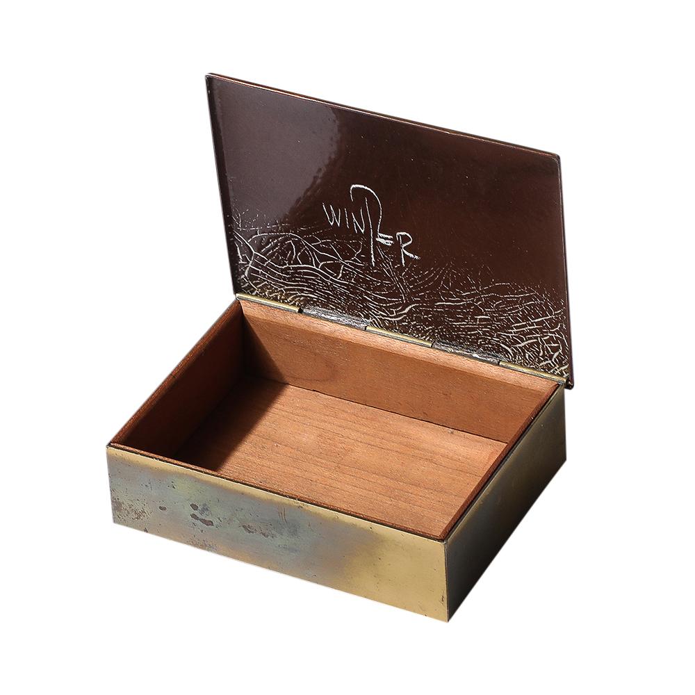 Caja de Edward Winter, esmalte, latón, con bisagra, Escuela de Cleveland, firmada en venta 10