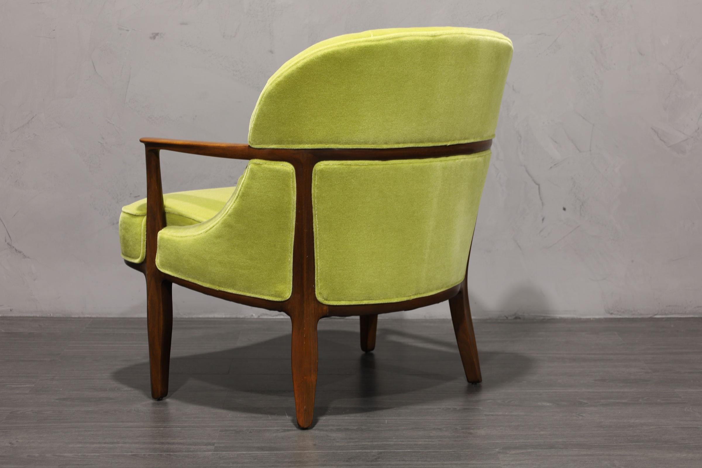 American Edward Wormely for Dunbar Janus Chair in Mohair For Sale