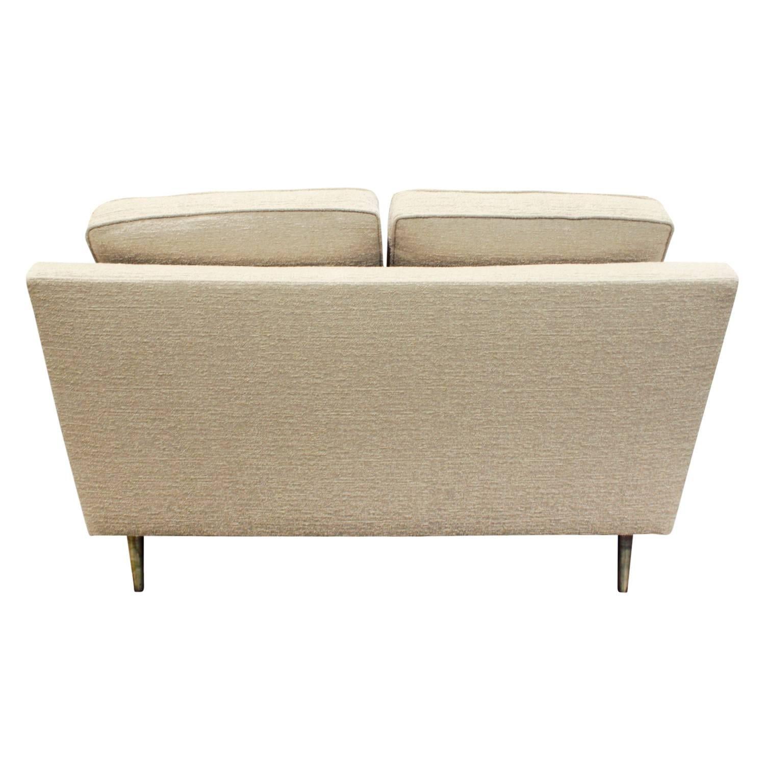 Hand-Crafted Edward Wormley Pair of Rare Settees with Conical Brass Legs, 1948