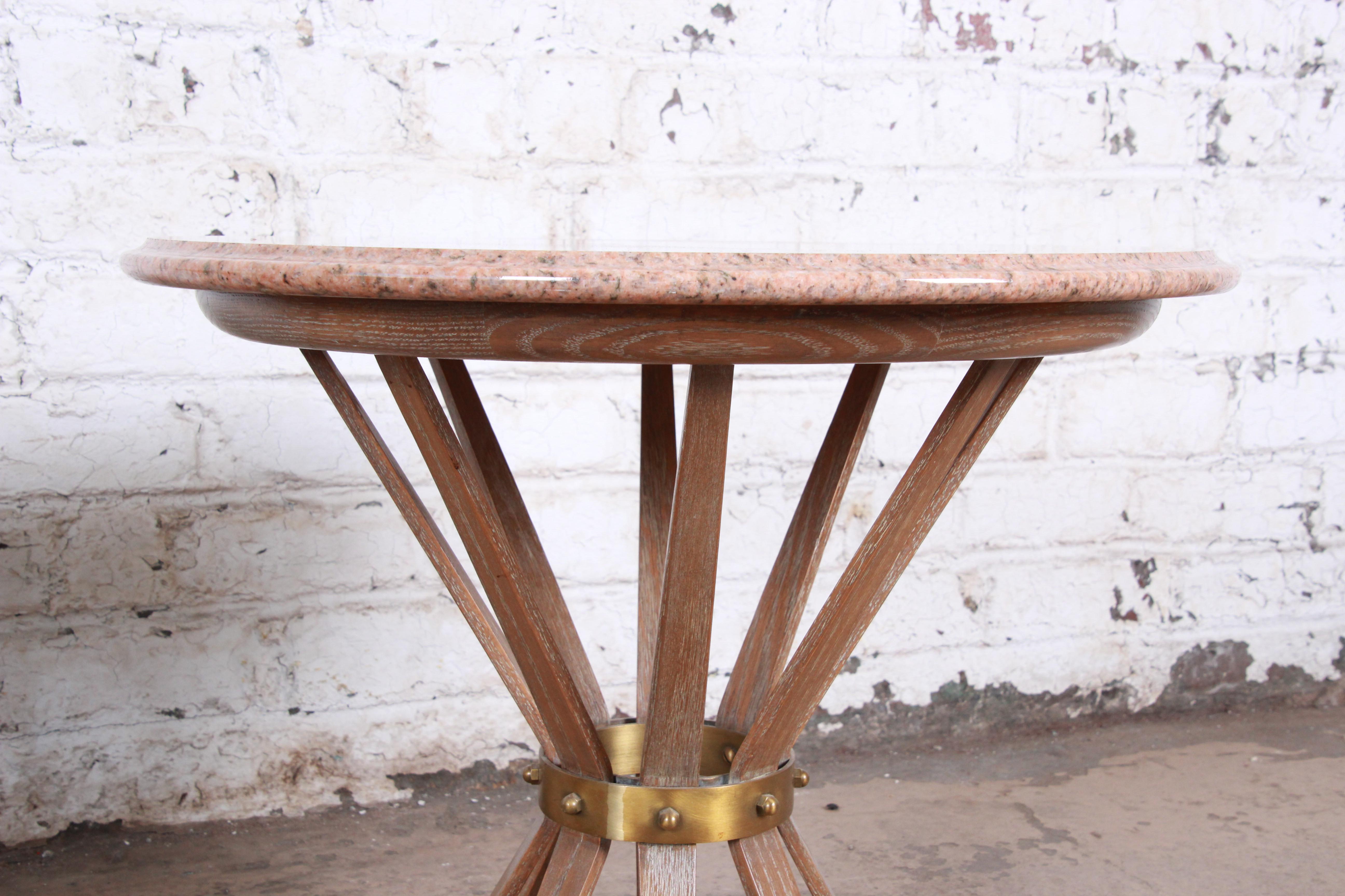 Mid-20th Century Edward Wormey for Dunbar Style Sheaf of Wheat Marble-Top Side Tables For Sale