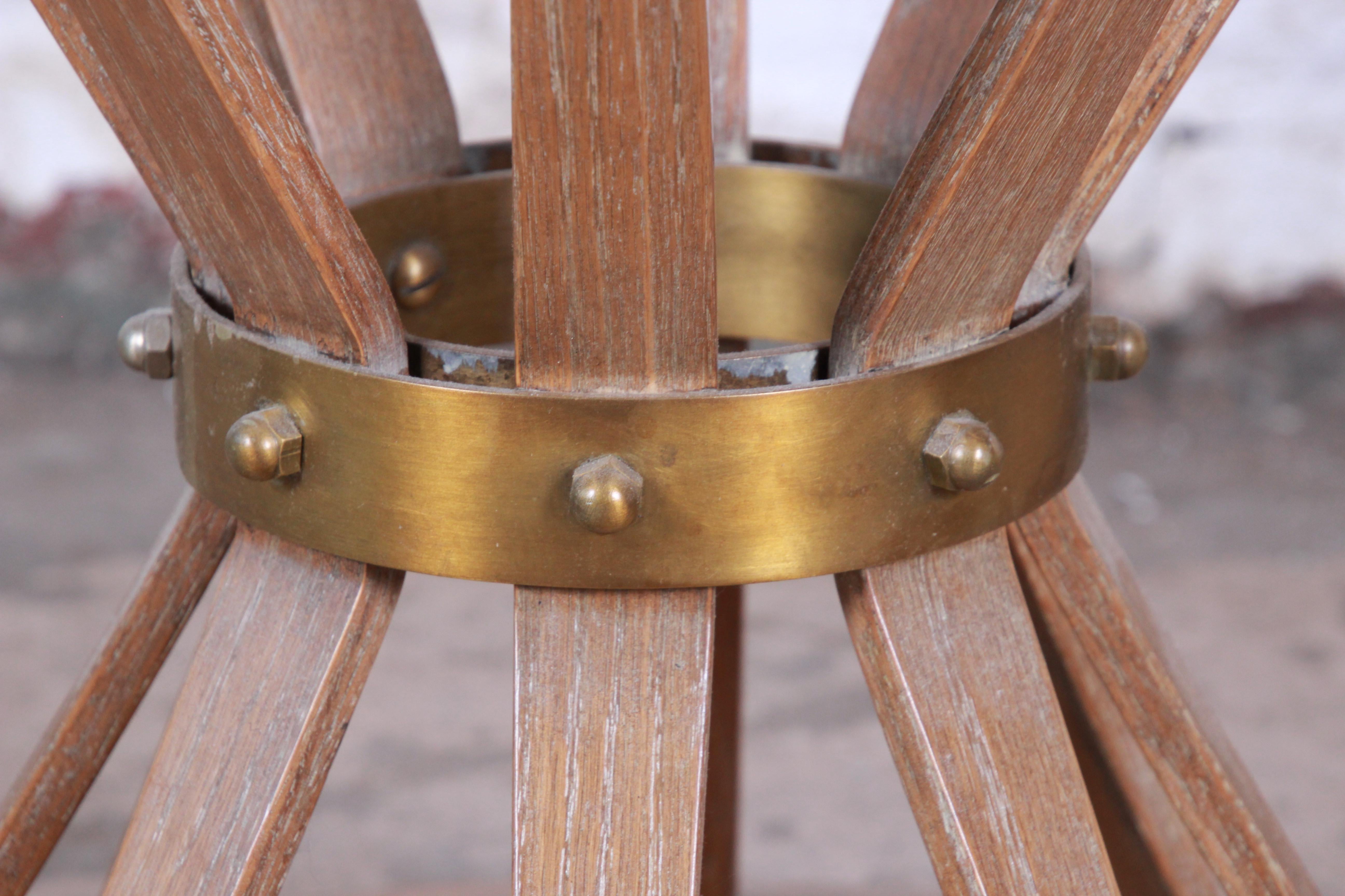 Edward Wormey for Dunbar Style Sheaf of Wheat Marble Top Side Tables, Pair 2