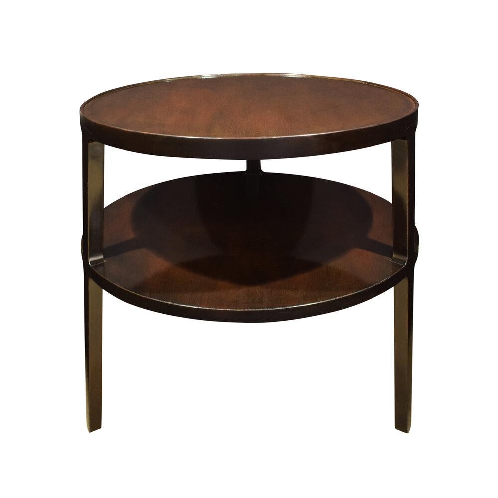Beautiful 2-tier round side table model 4751 in mahogany by Edward Wormley for Dunbar, American 1947. A Classic Wormley design.