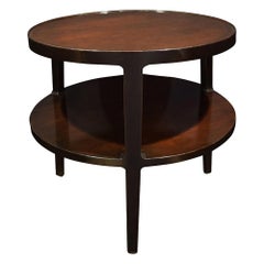 Vintage Edward Wormley 2-Tier Round Side Table in Mahogany, 1947