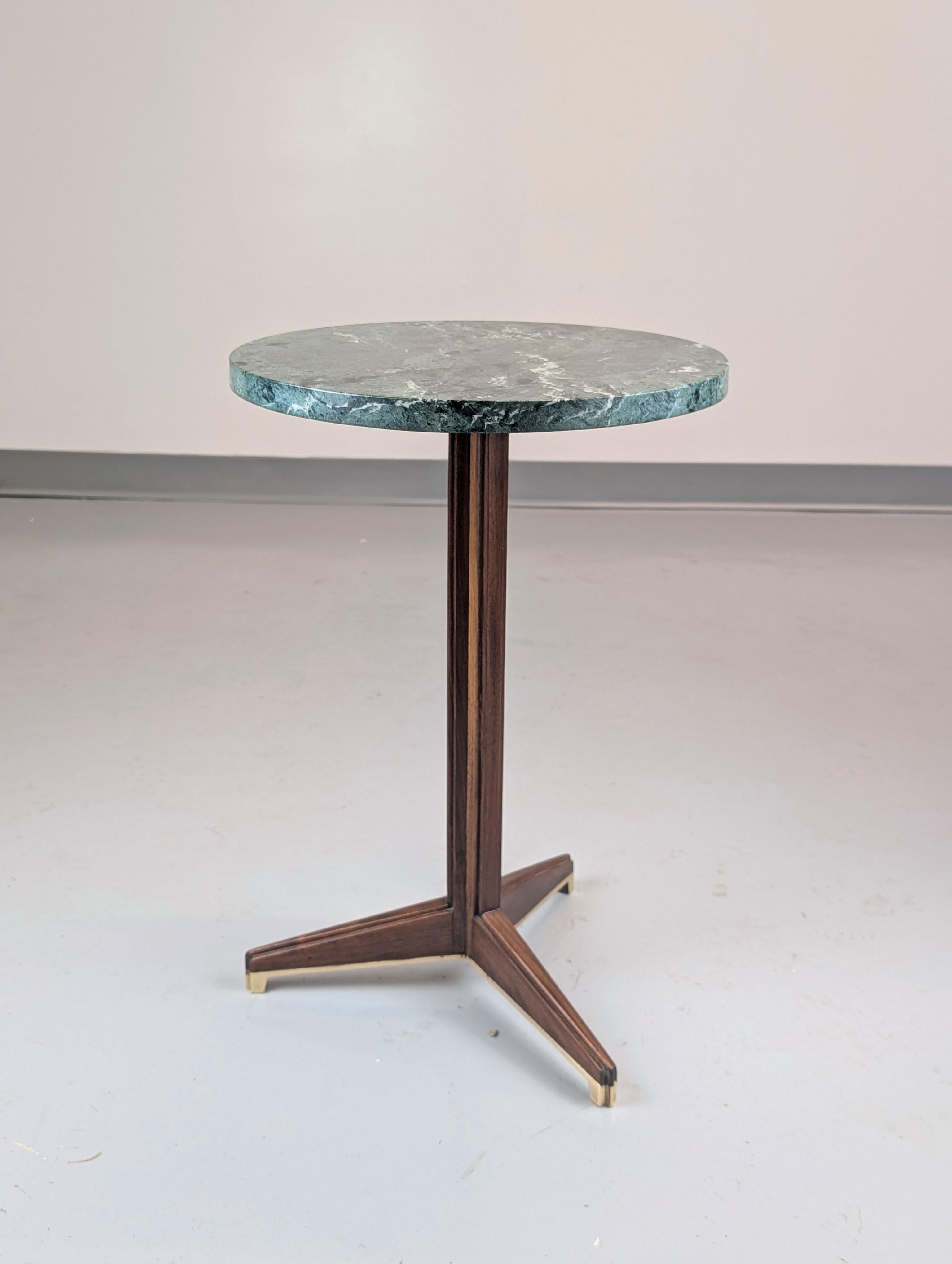 Edward Wormley #5928 A Table Walnut, Brass and Verde Antico Marble for Dunbar In Good Condition For Sale In Lynn, MA