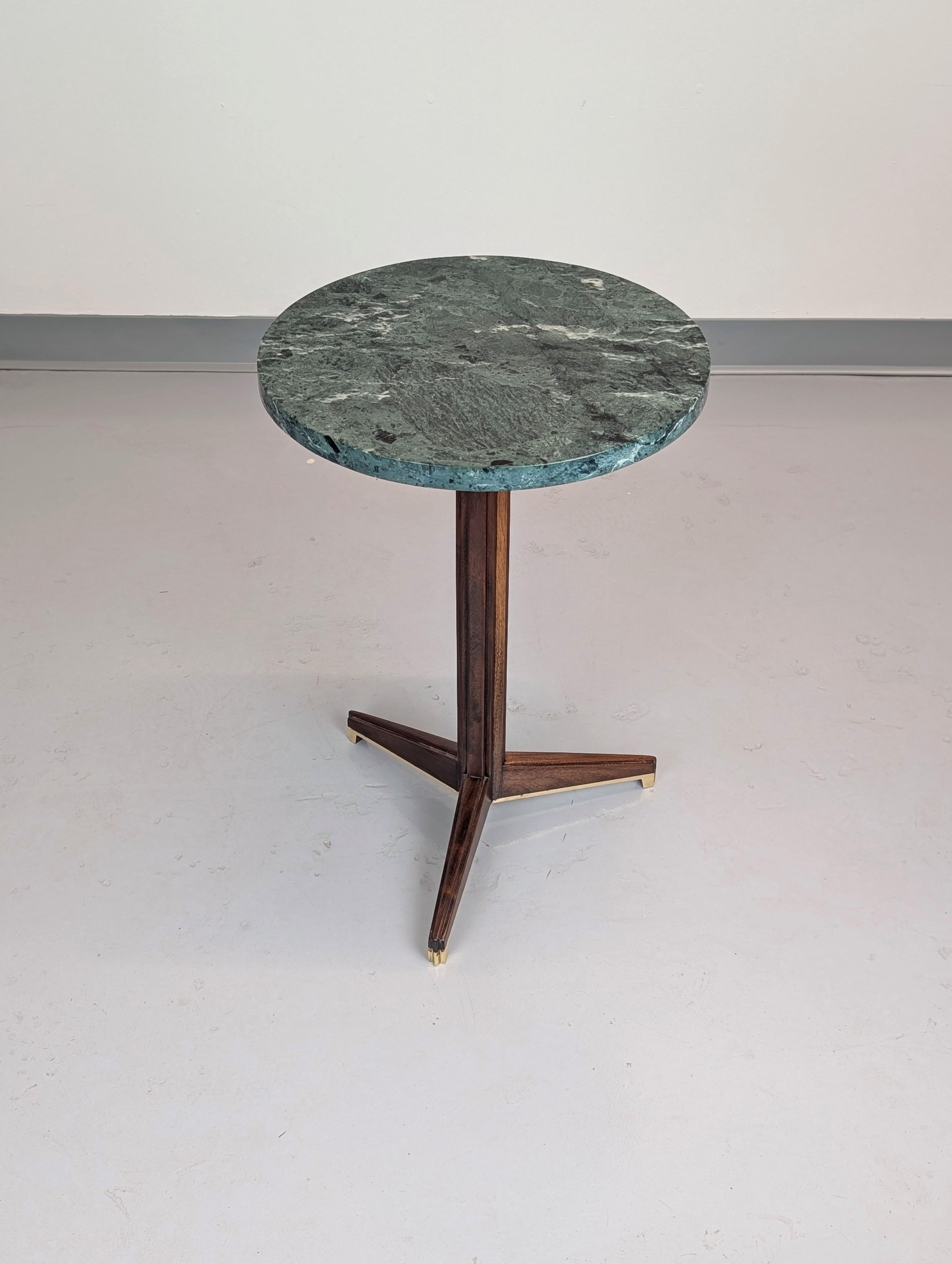 Edward Wormley #5928 A Table Walnut, Brass and Verde Antico Marble for Dunbar For Sale 4