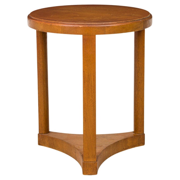 Edward Wormley American MidCentury Tall Round Wooden End / Side Table For Sale at 1stDibs