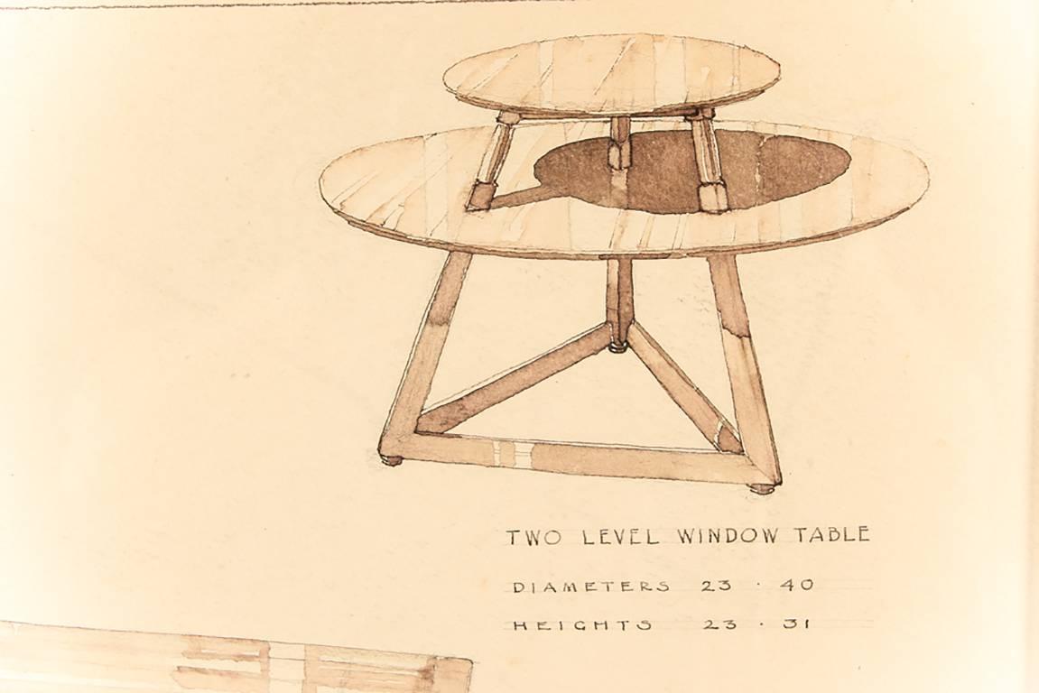 American Edward Wormley Rare Furniture Drawing Designs for Dunbar