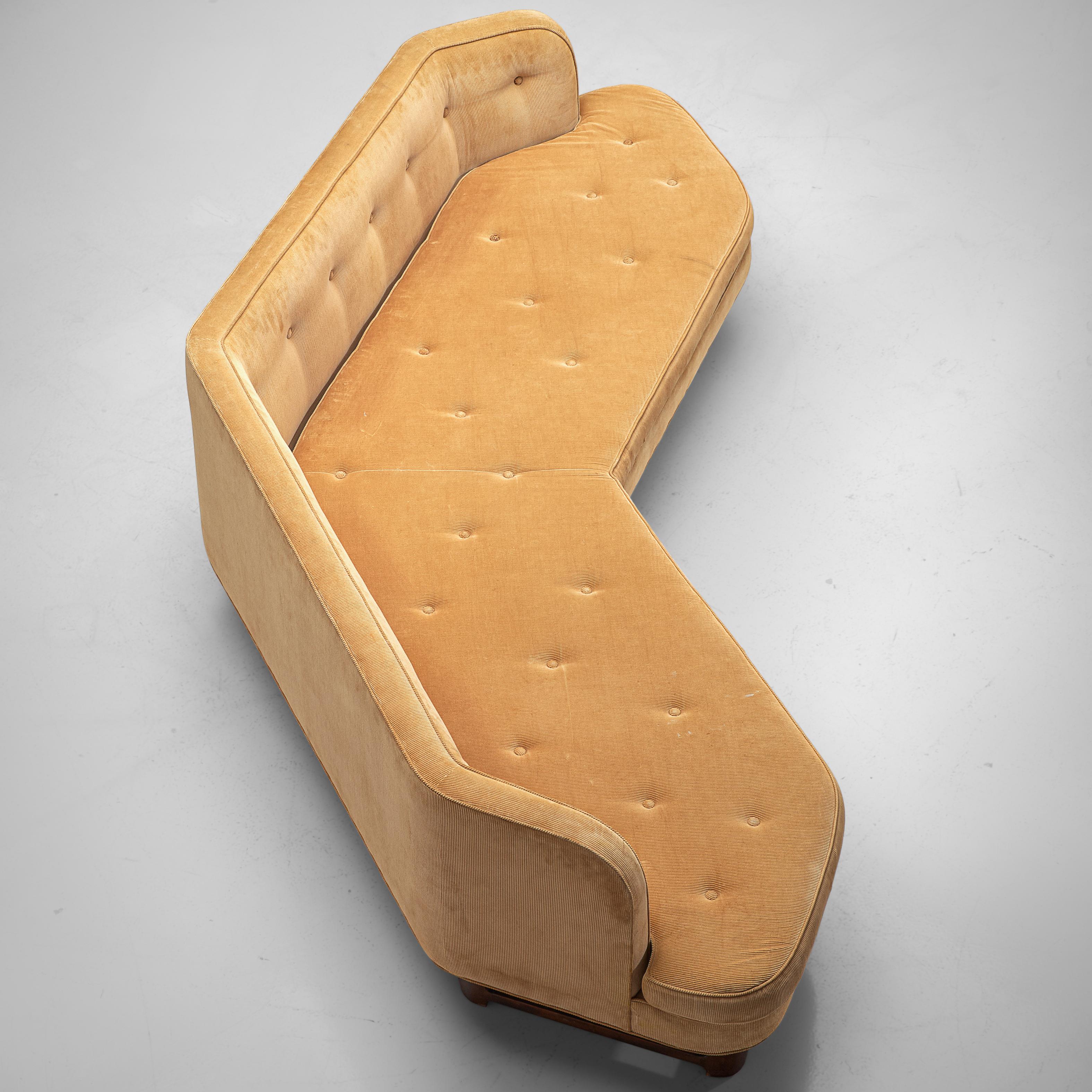 Edward Wormley Angled 'Janus' Sofa in Yellow Fabric 2