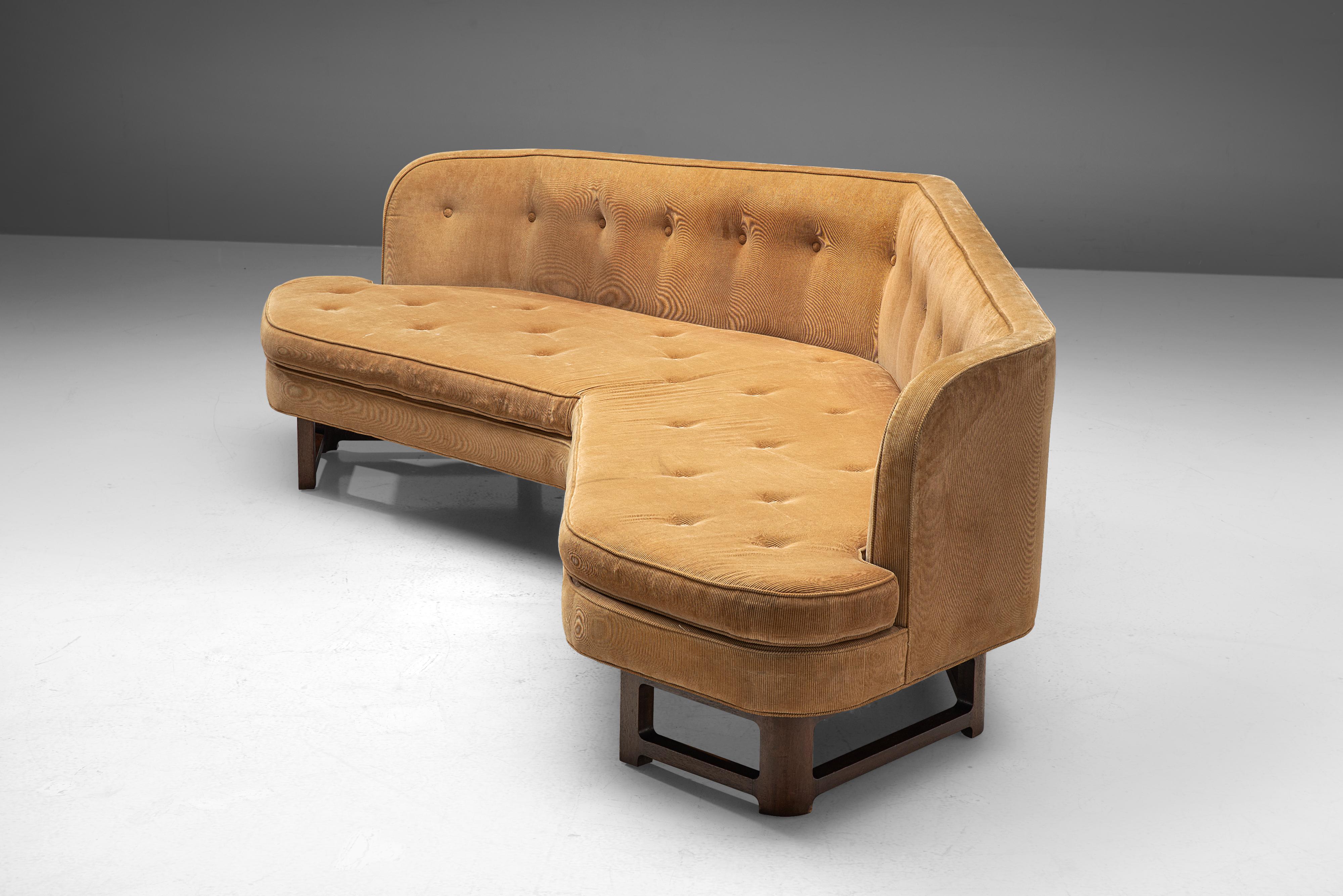 American Edward Wormley Angled 'Janus' Sofa in Yellow Fabric