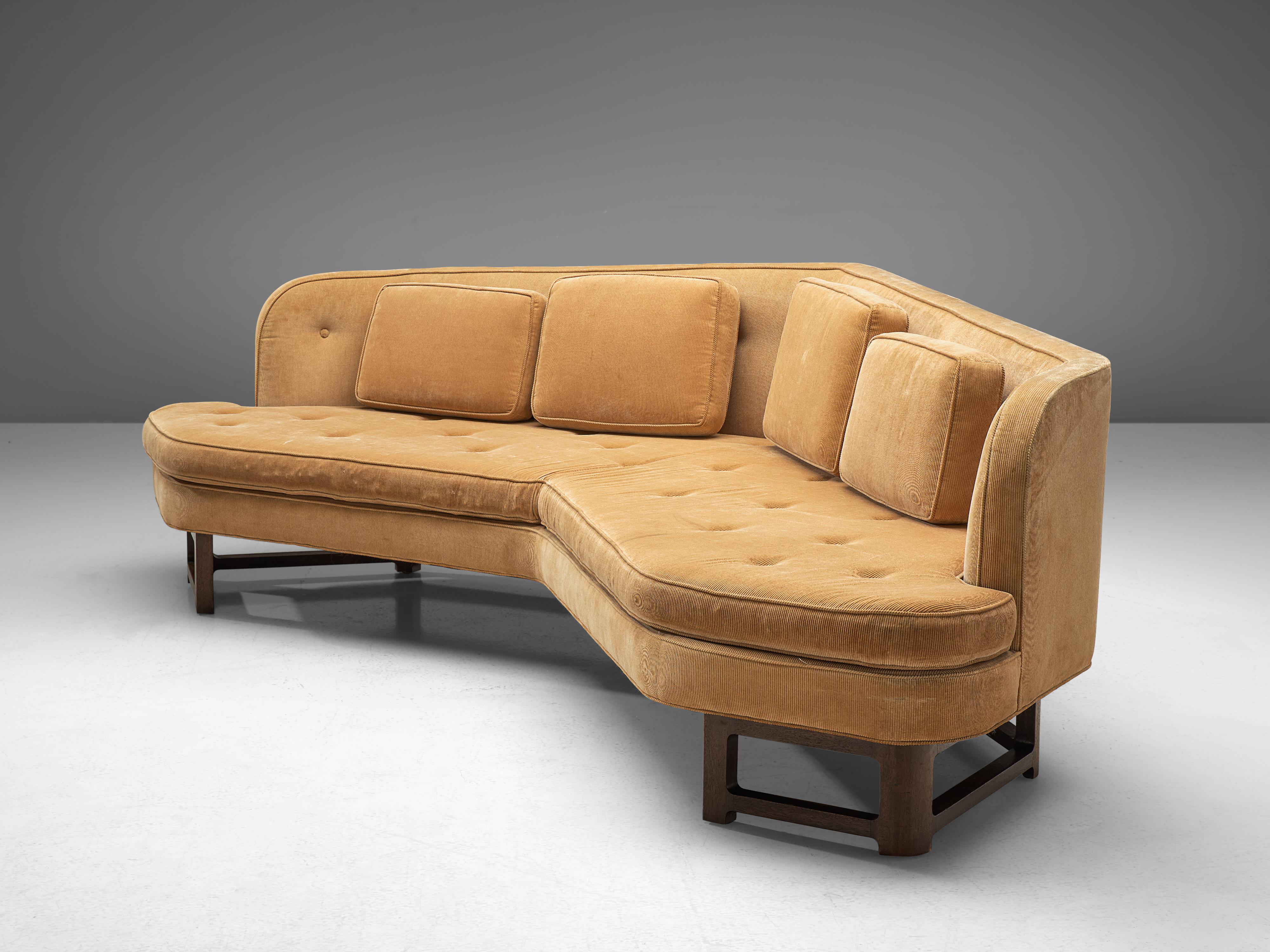 Mid-20th Century Edward Wormley Angled 'Janus' Sofa in Yellow Fabric