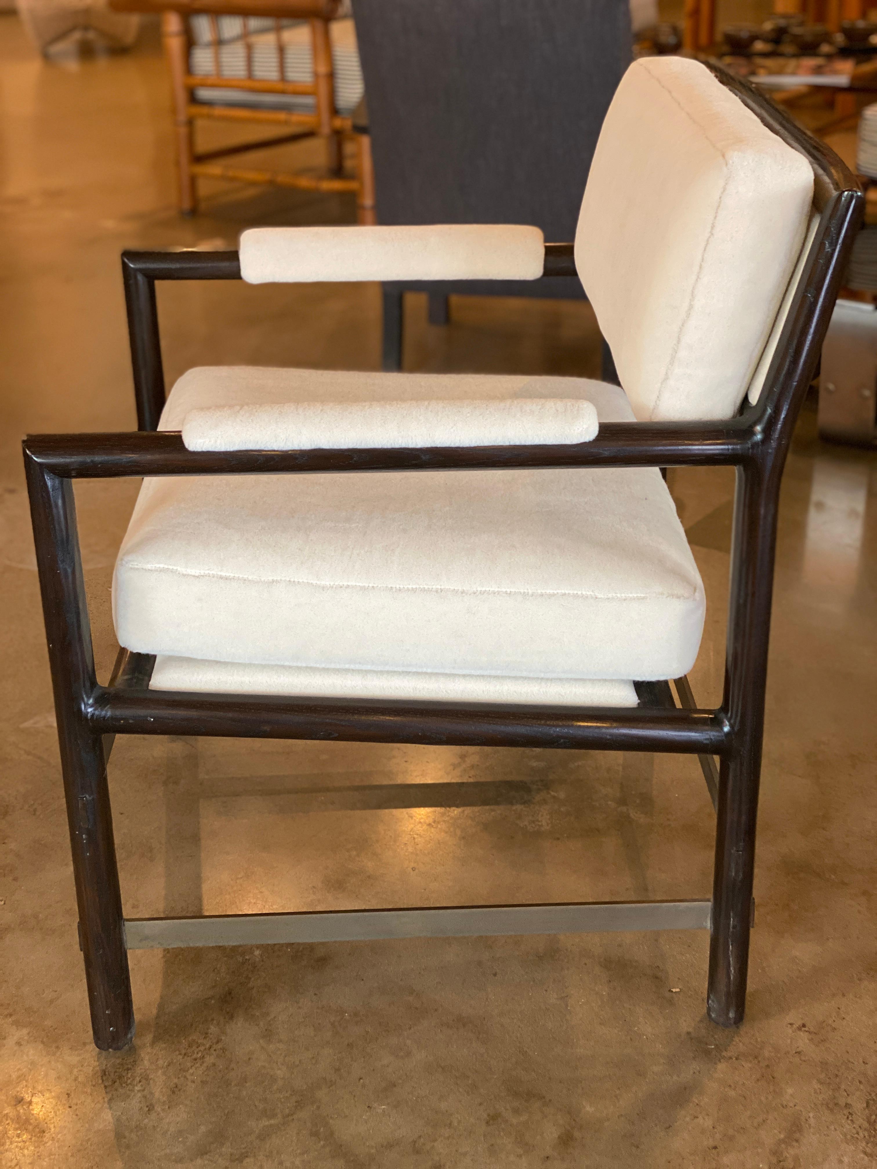Edward Wormley Armchairs in Ebony, Bronze and Mohair, Pair In Good Condition In Austin, TX