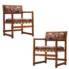 Edward Wormley Armchairs in Patterned Fabric Upholstery
