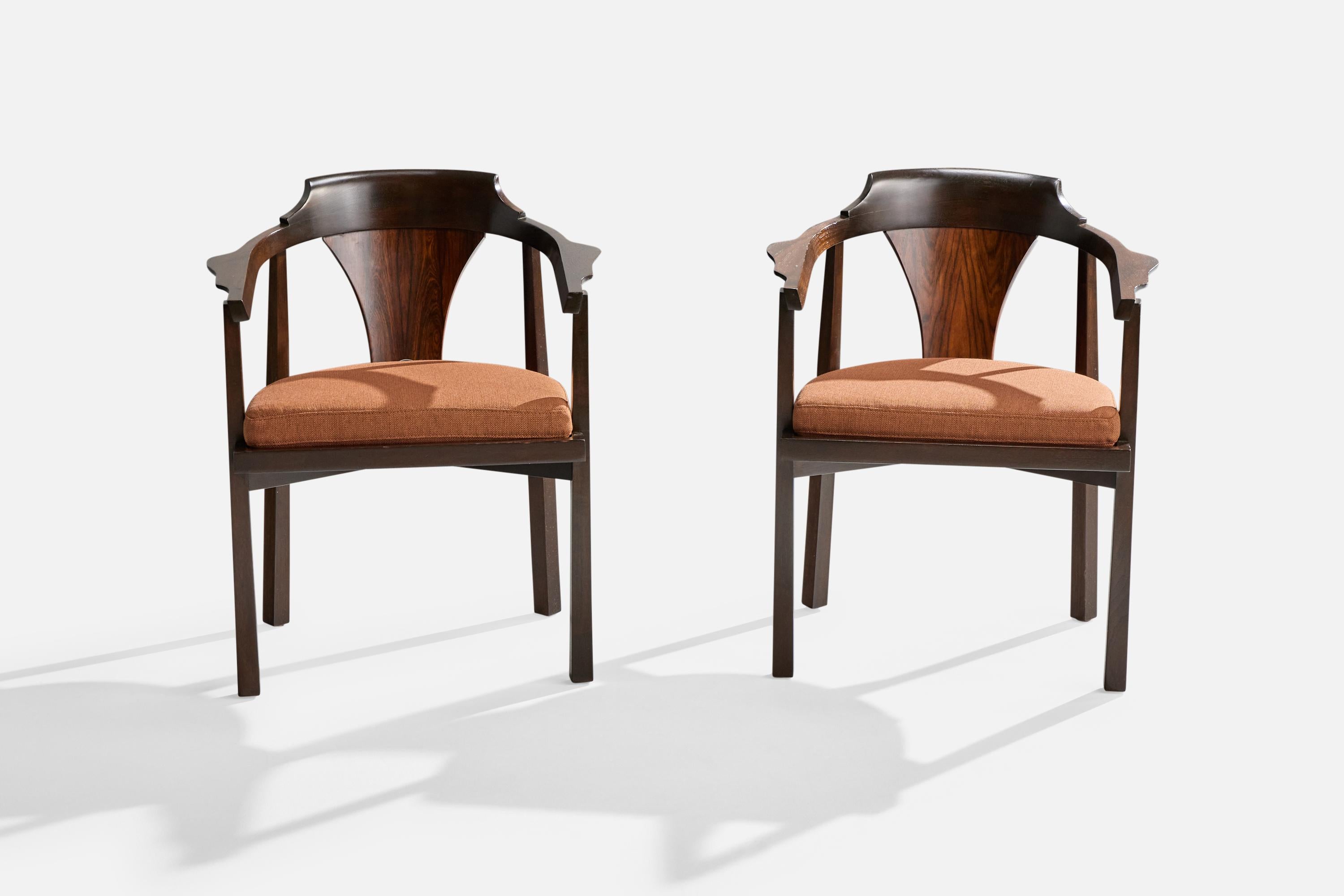 Edward Wormley, Sessel, Mahagoni, Stoff, USA, 1967 (Moderne der Mitte des Jahrhunderts) im Angebot