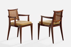 Edward Wormley, Sessel, Holz, Mohair, Schilfrohr, USA, 1950er Jahre