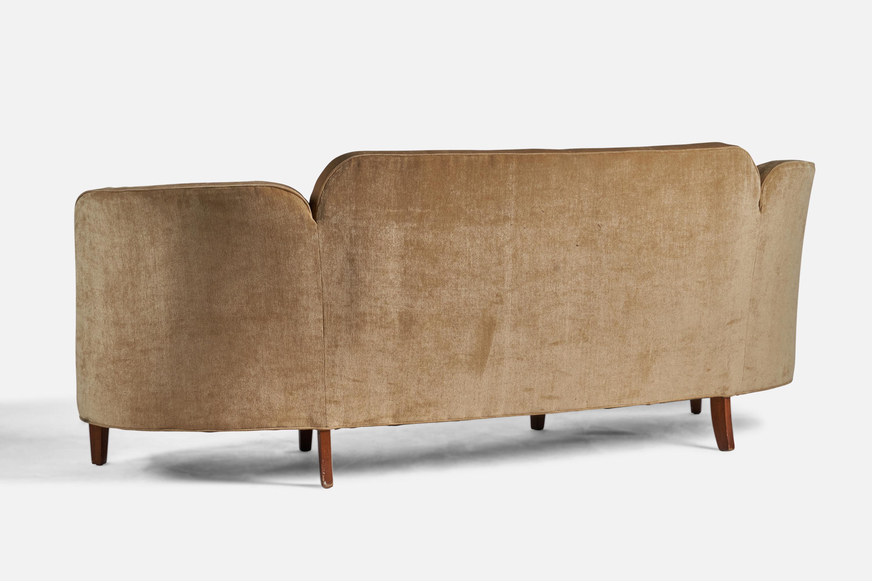 Swedish Edward Wormley Attribution, Sofa, Wood, Fabric, USA, 1950s For Sale