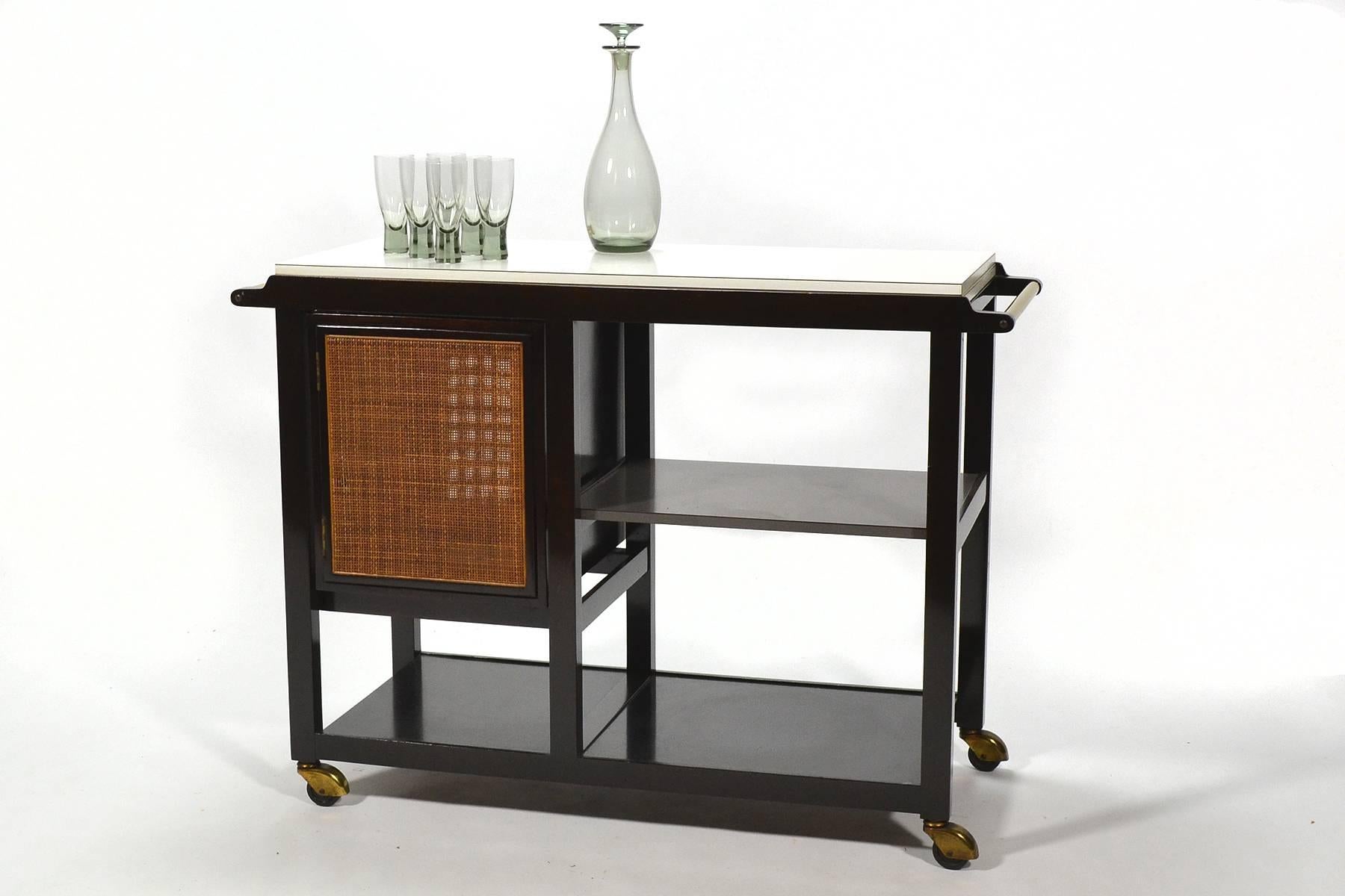 Edward Wormley Bar/ Serving Cart by Dunbar In Good Condition In Highland, IN