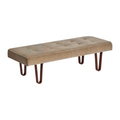 Edward Wormley, Bench, Walnut, Mohair, USA, 1950s
