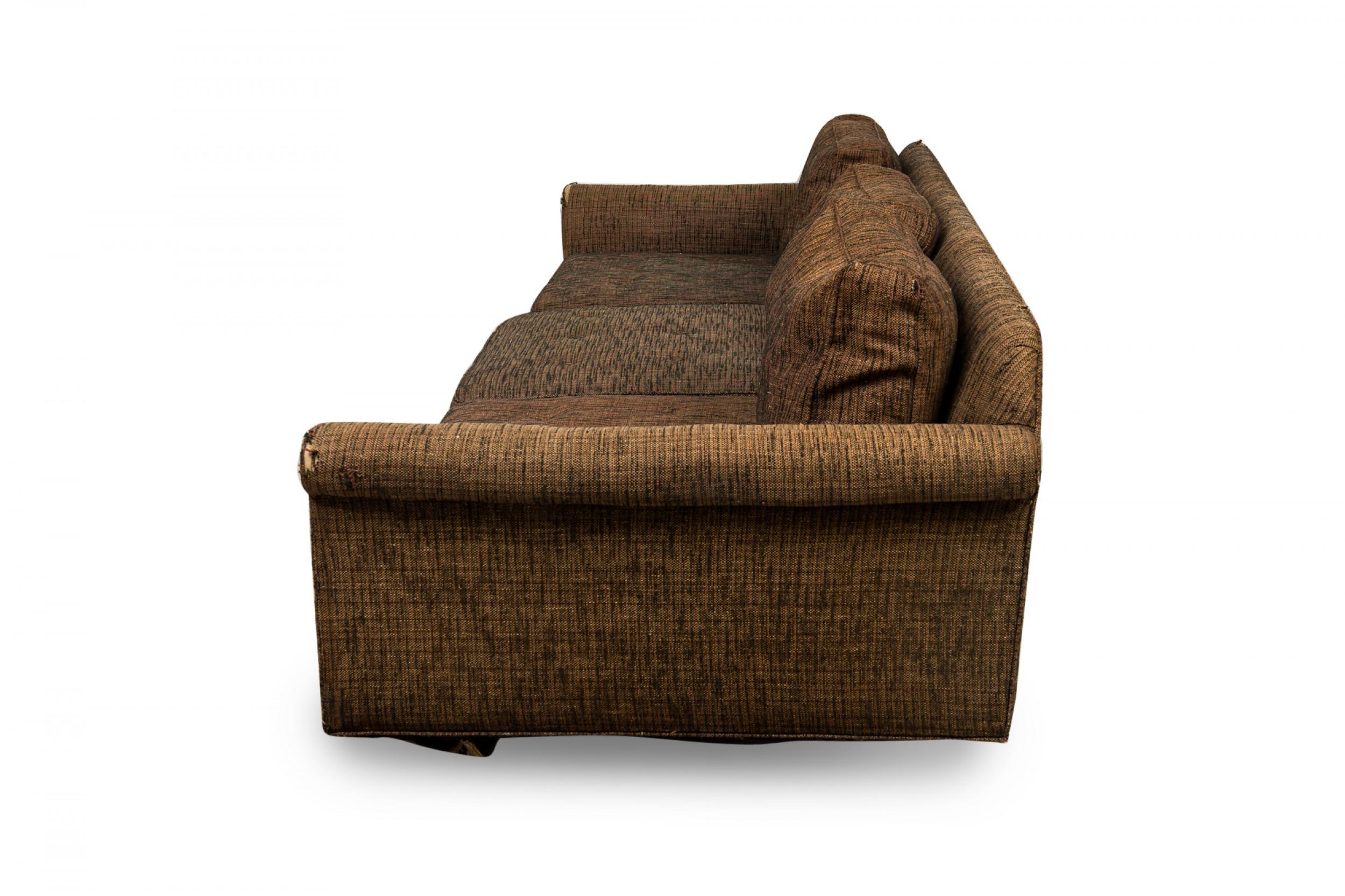 Mid-Century Modern Edward Wormley 'Big Texan' Oversized Brown Fabric Upholstered Sofa For Sale