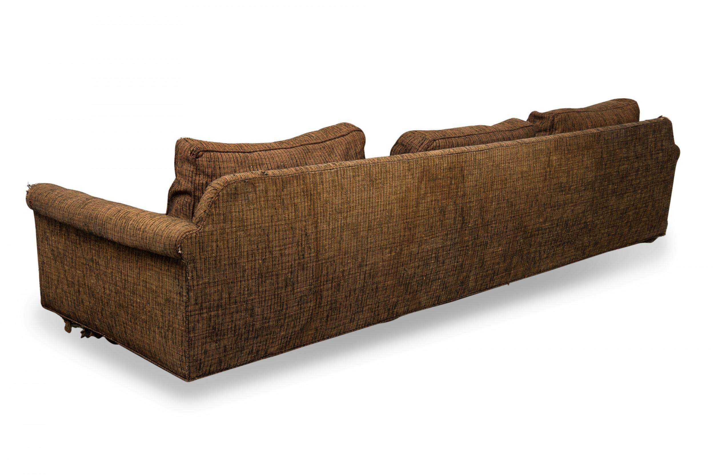 American Edward Wormley 'Big Texan' Oversized Brown Fabric Upholstered Sofa For Sale