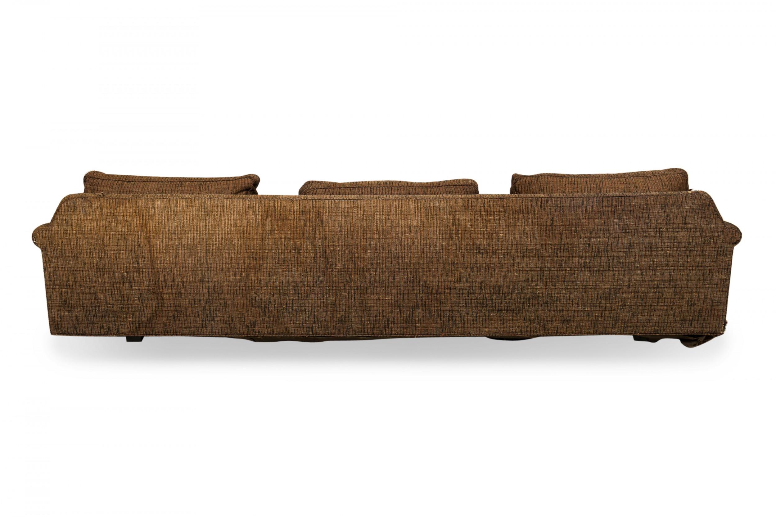 Edward Wormley 'Big Texan' Oversized Brown Fabric Upholstered Sofa In Good Condition For Sale In New York, NY