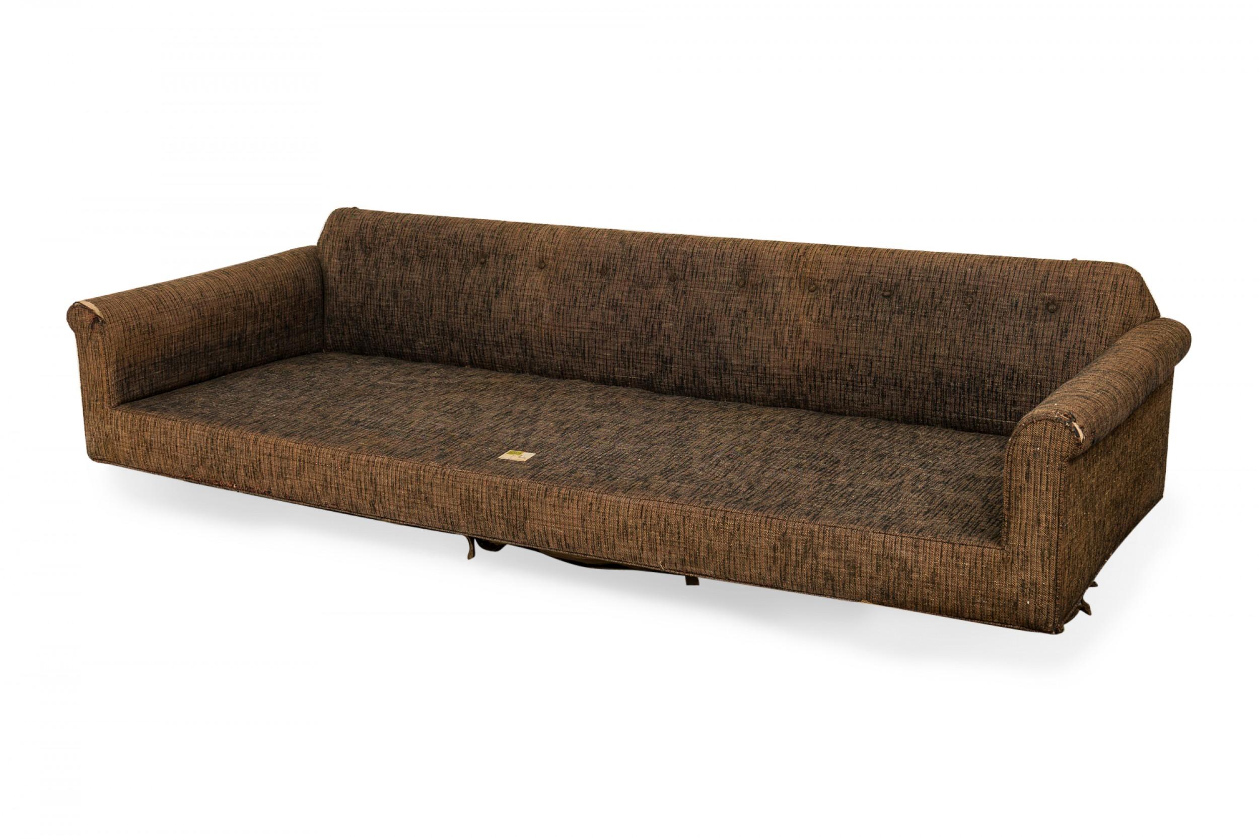20th Century Edward Wormley 'Big Texan' Oversized Brown Fabric Upholstered Sofa For Sale