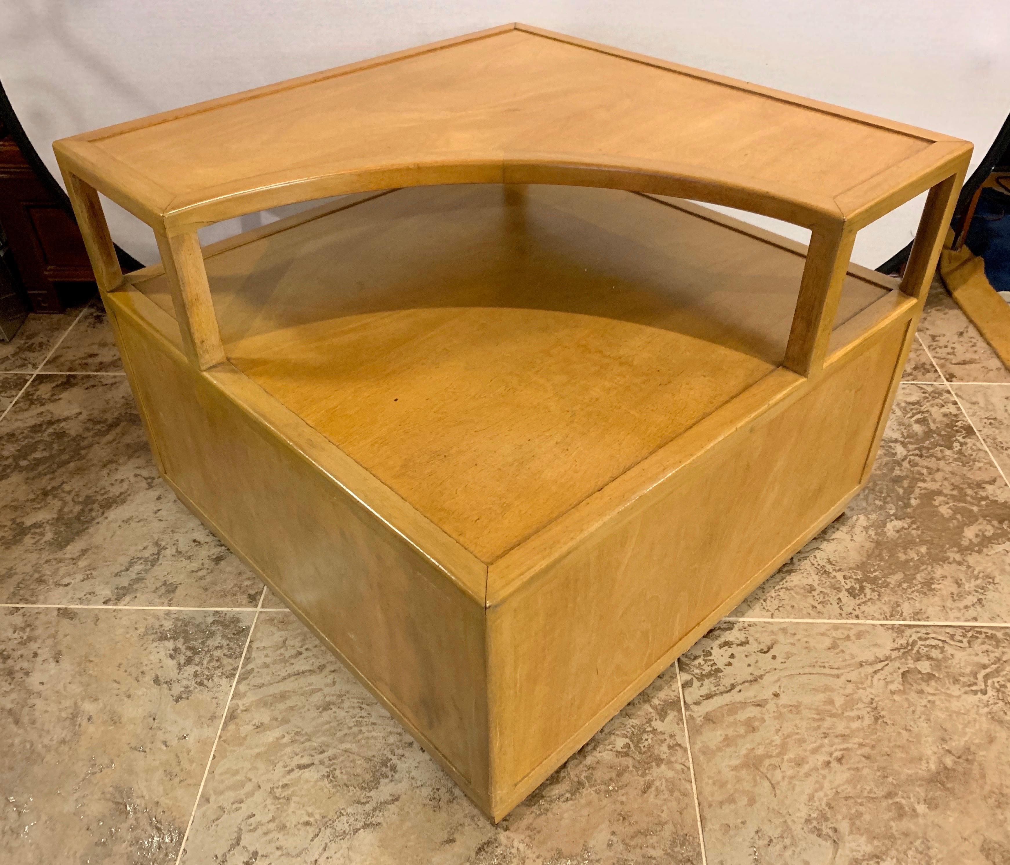 Mid-Century Modern Edward Wormley Bleached Mahogany Corner Table for Dunbar Signed Number 4977