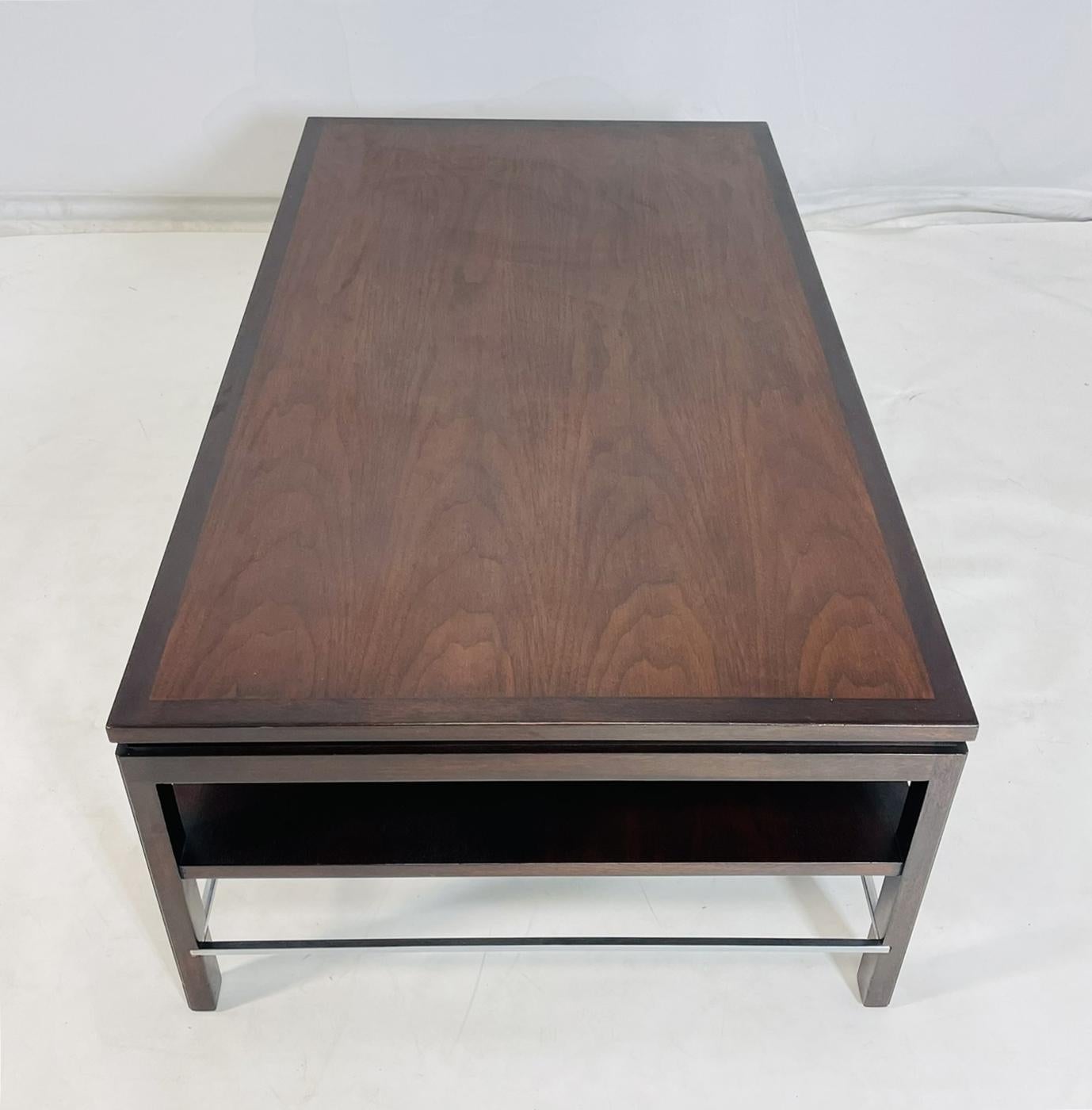 Mid-Century Modern Walnut & Chrome Coffee Table by Edward Wormley for Dunbar, USA 1950's For Sale