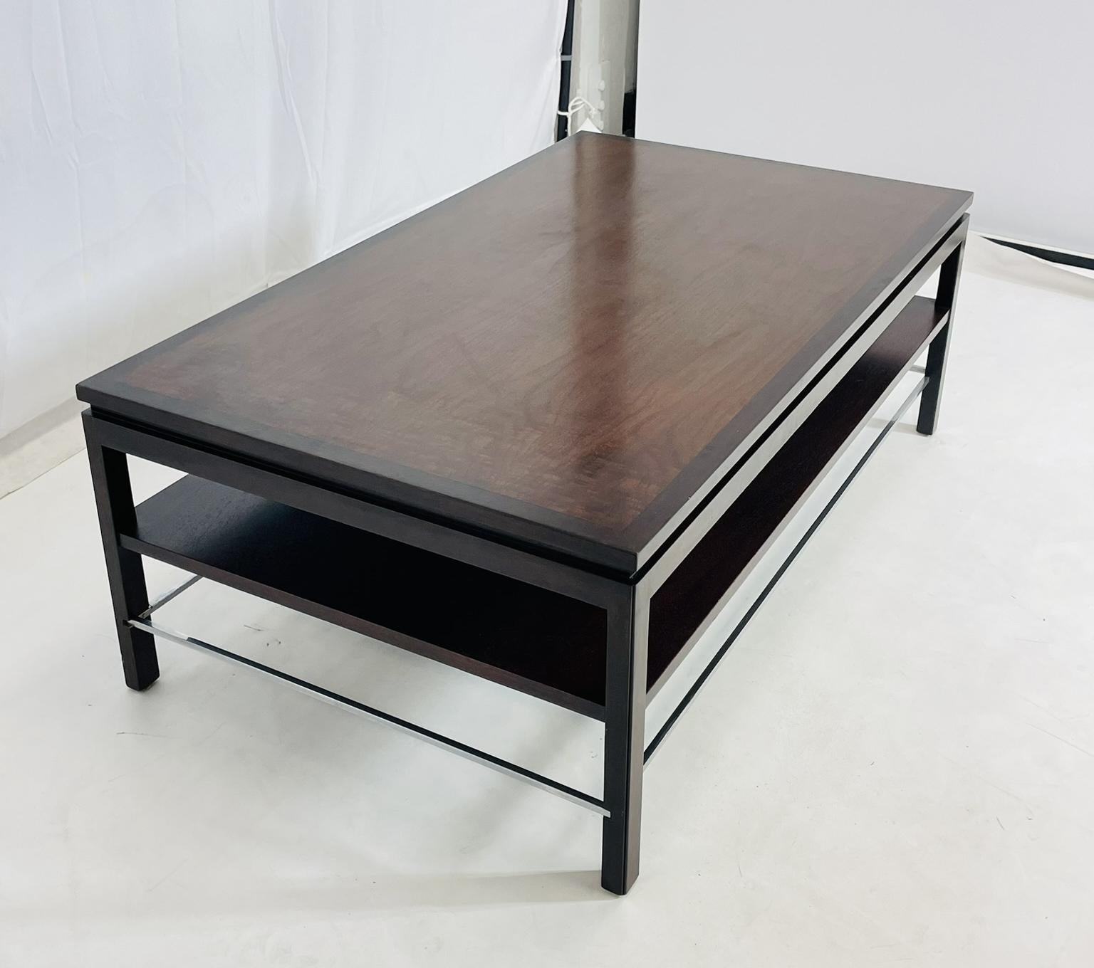 American Walnut & Chrome Coffee Table by Edward Wormley for Dunbar, USA 1950's For Sale