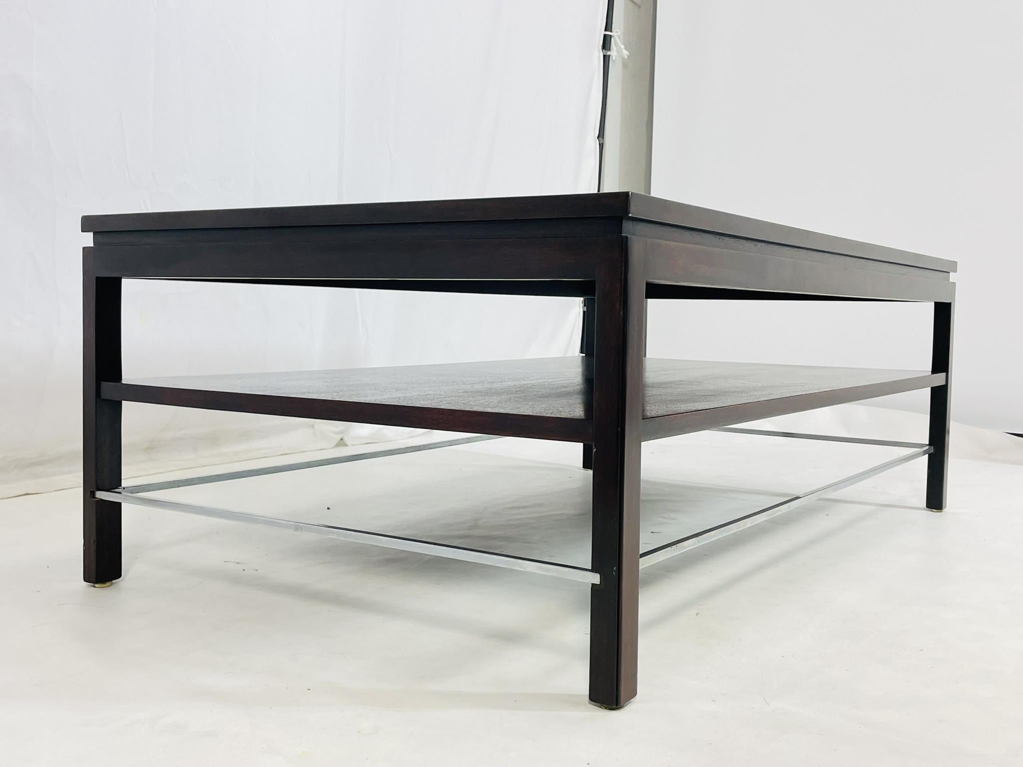 Hand-Crafted Walnut & Chrome Coffee Table by Edward Wormley for Dunbar, USA 1950's For Sale
