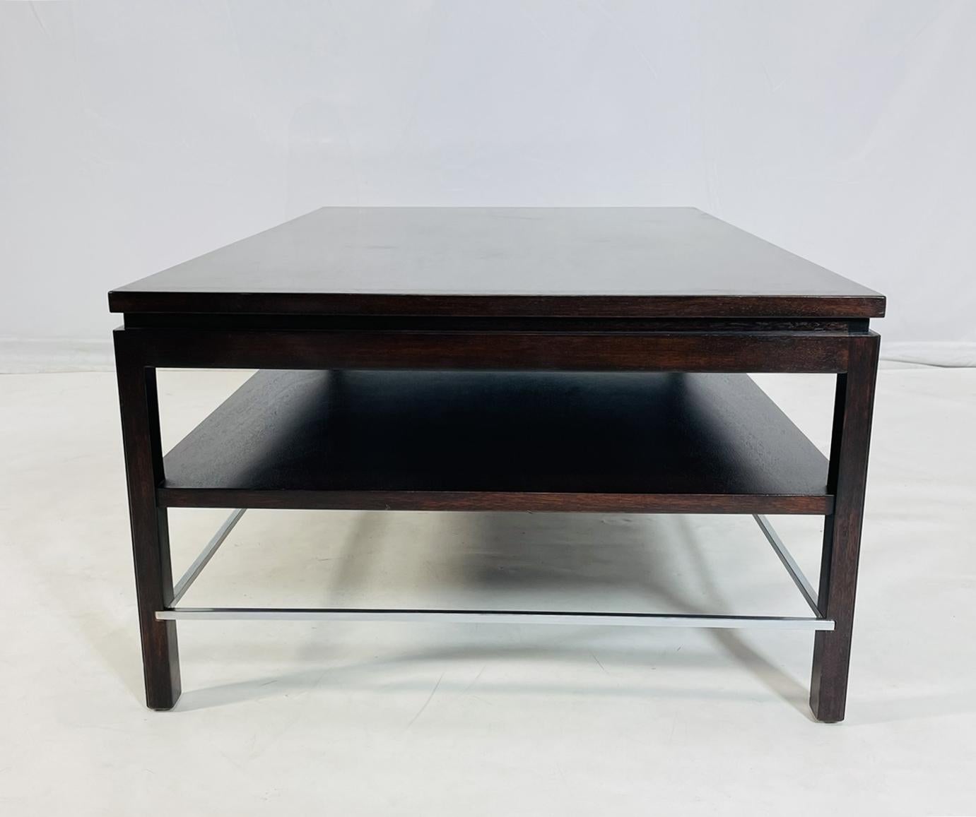 Walnut & Chrome Coffee Table by Edward Wormley for Dunbar, USA 1950's In Good Condition For Sale In Los Angeles, CA
