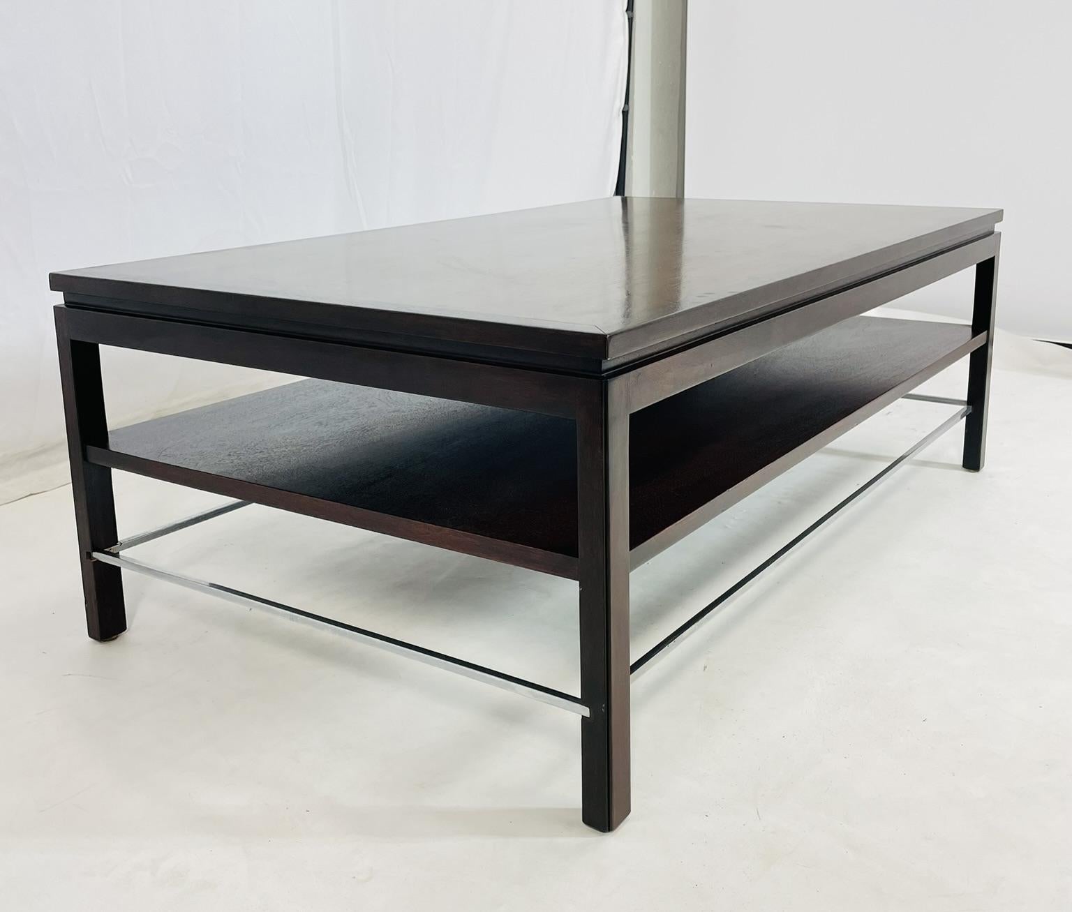 Walnut & Chrome Coffee Table by Edward Wormley for Dunbar, USA 1950's For Sale 1