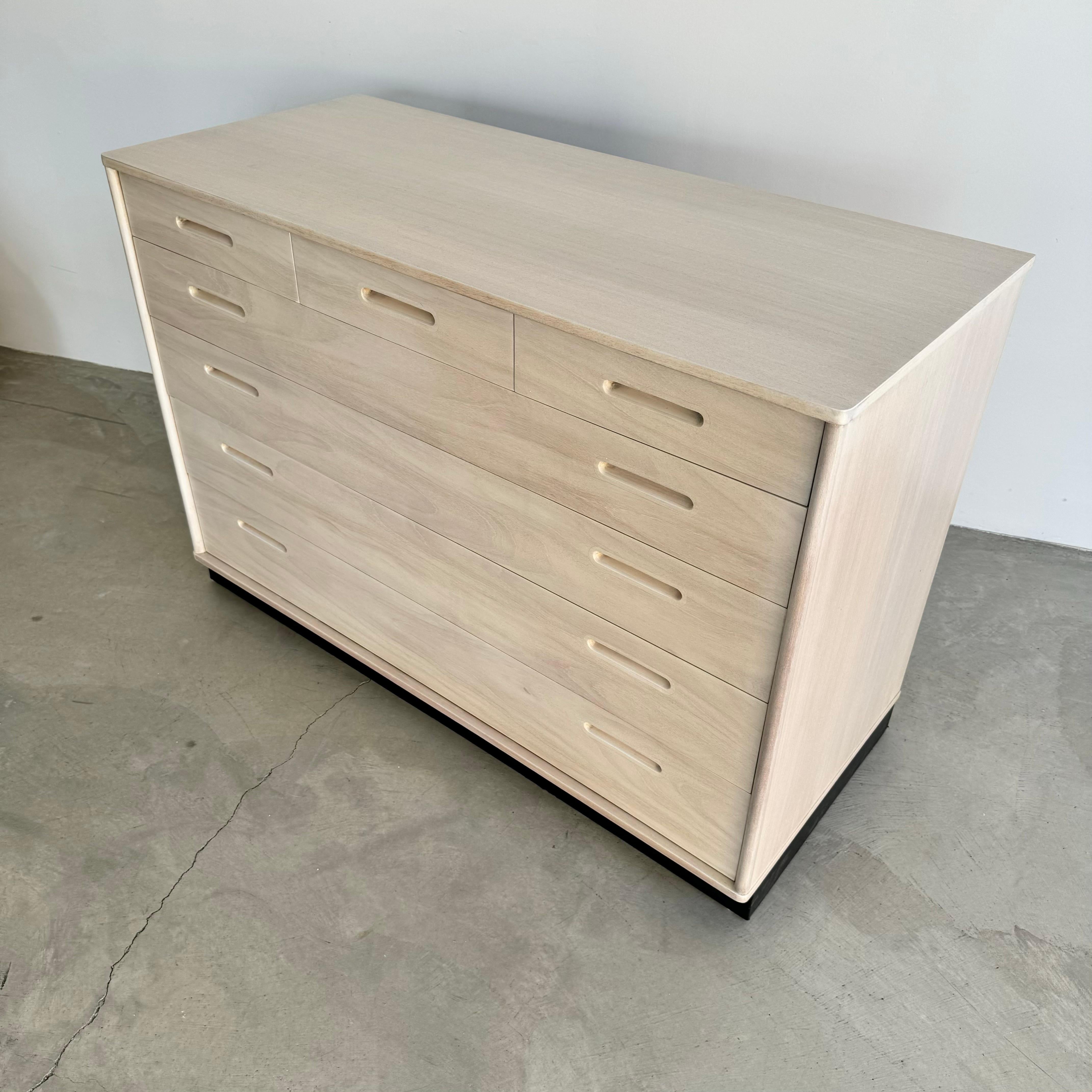 Leather Edward Wormley Cerused Oak Dresser for Dunbar, 1950s USA