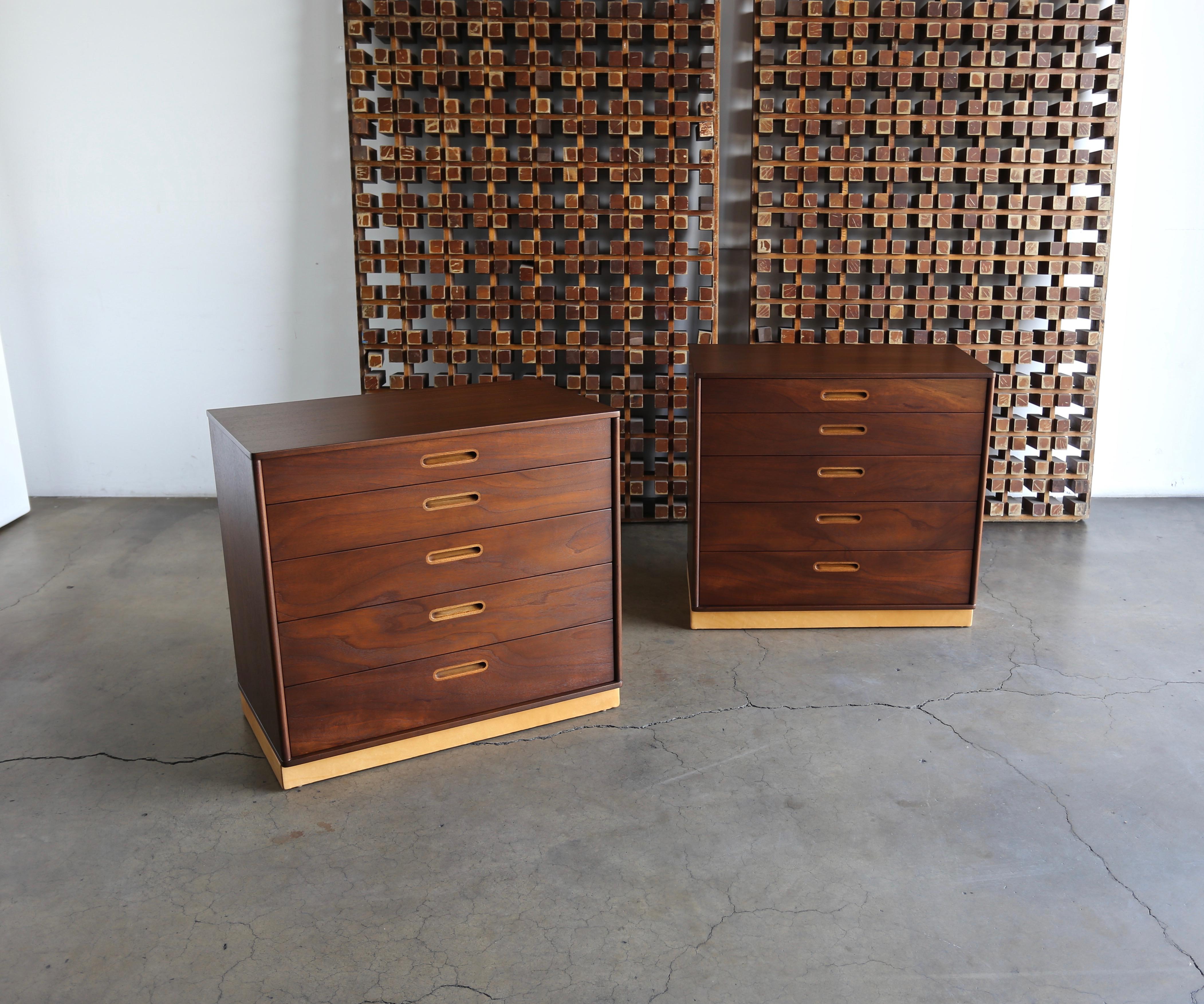 Edward Wormley pair of chest for Dunbar circa 1955. This pair has been professionally restored.
