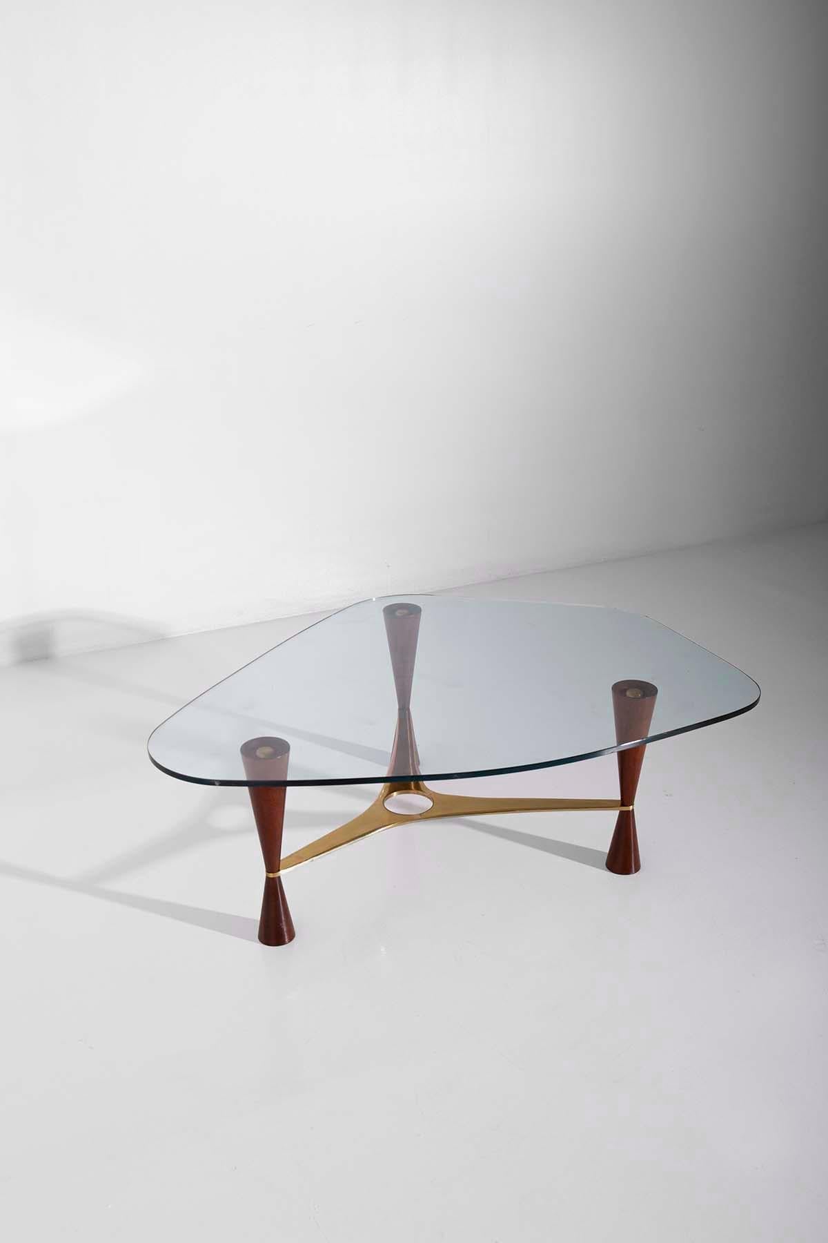 American Edward Wormley Coffee Table in brass and glass