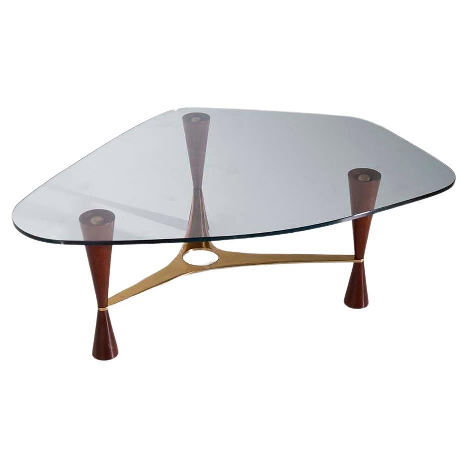 Edward Wormley Coffee Table in brass and glass