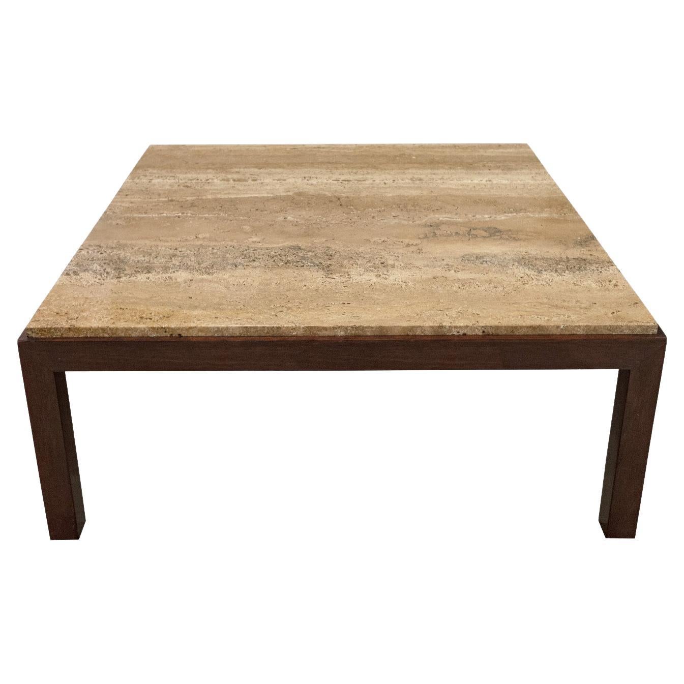 Edward Wormley Coffee Table with Italian Travertine Top 1952 'Signed' For Sale