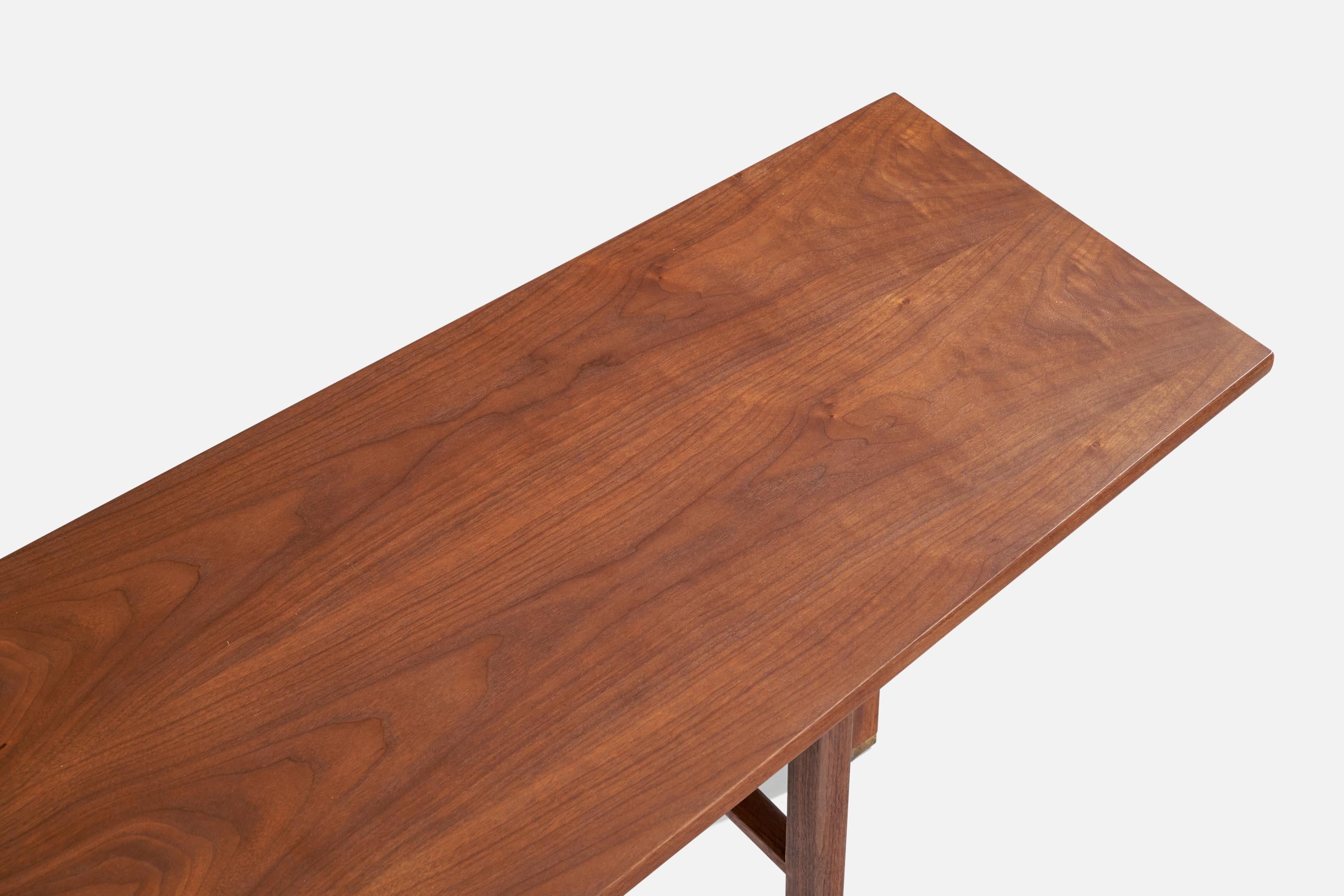 Edward Wormley, Console Table, Walnut, Brass, USA, 1950s For Sale 7