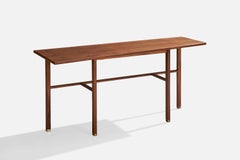 Edward Wormley, Console Table, Walnut, Brass, USA, 1950s