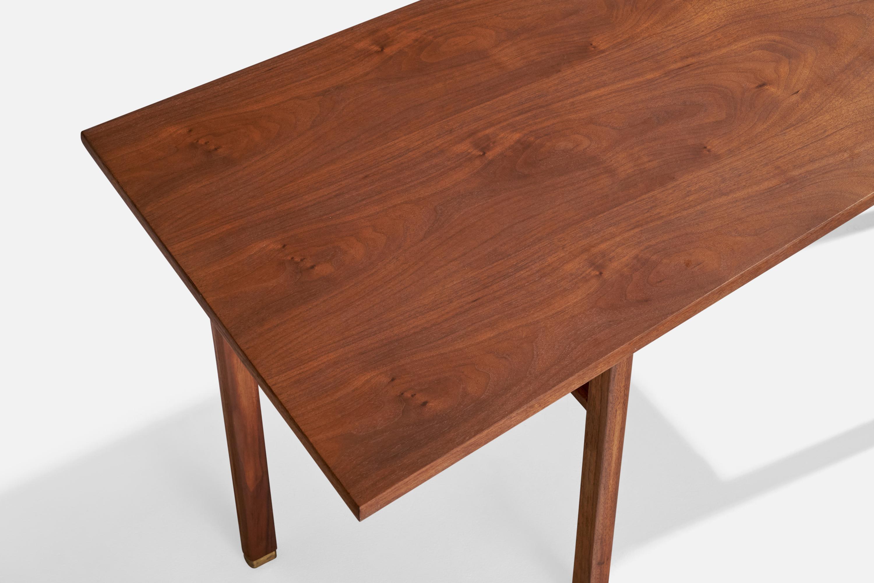 Mid-20th Century Edward Wormley, Console Table, Walnut, Brass, USA, 1950s For Sale