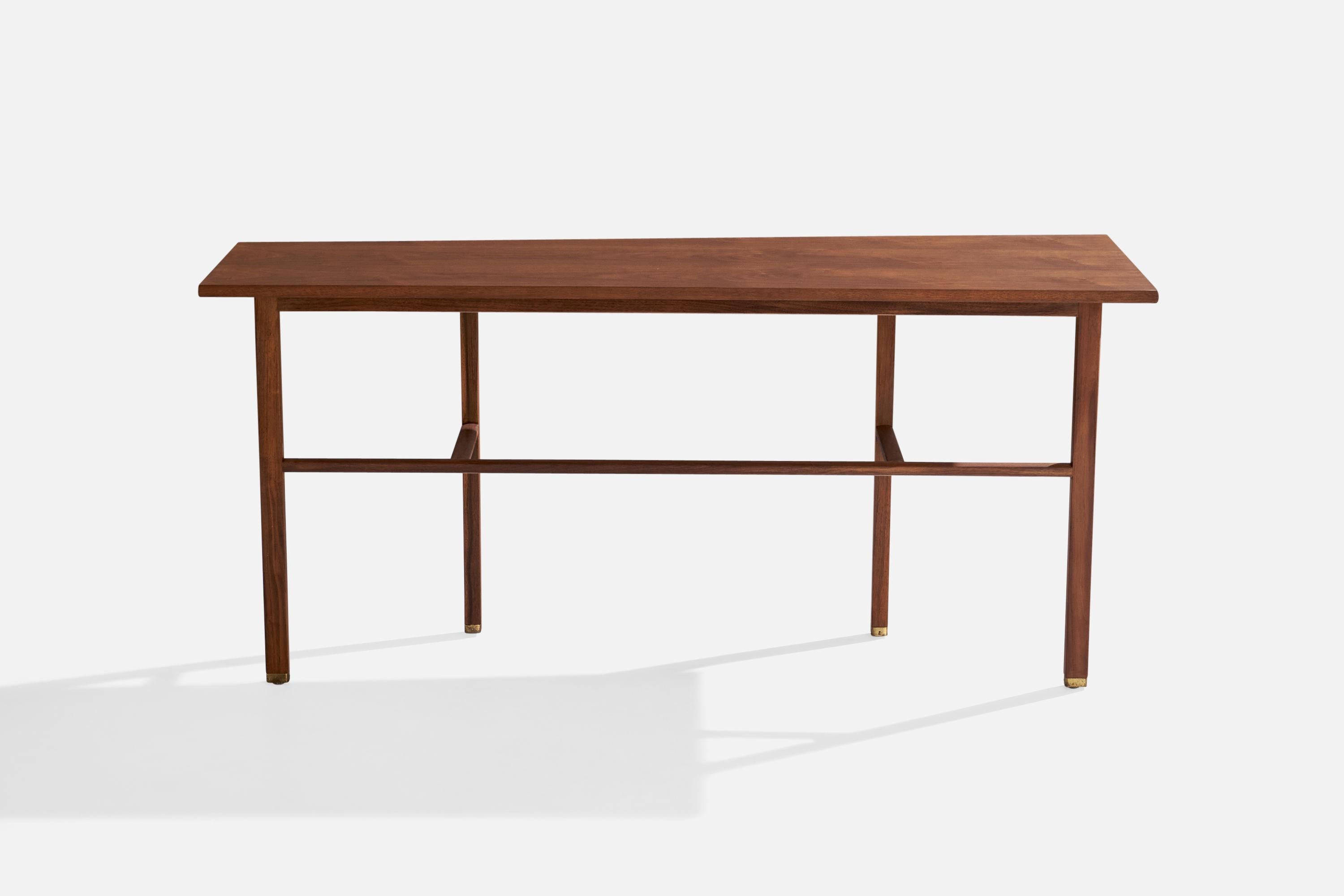 Edward Wormley, Console Table, Walnut, Brass, USA, 1950s For Sale 2