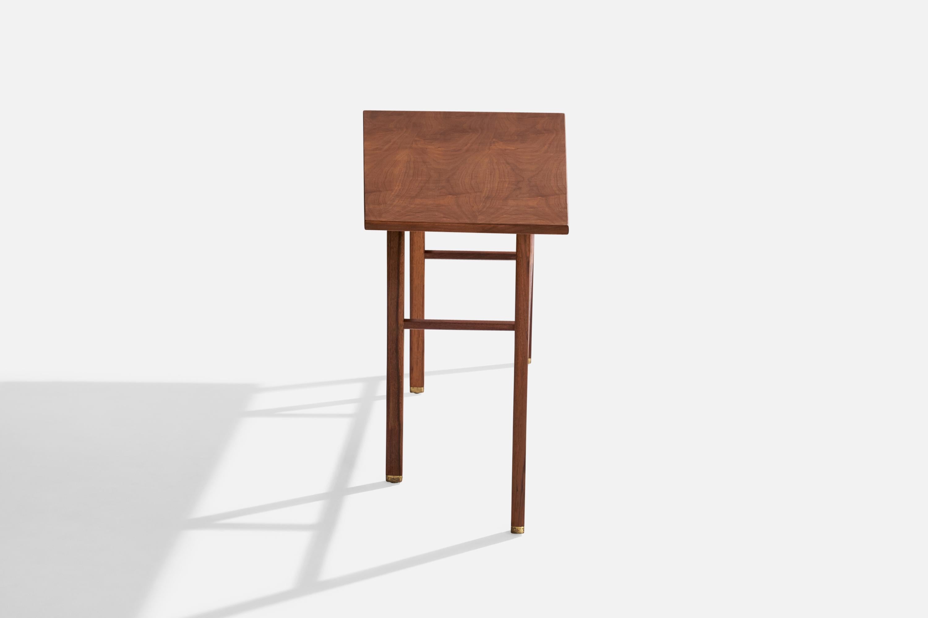 Edward Wormley, Console Table, Walnut, Brass, USA, 1950s For Sale 3