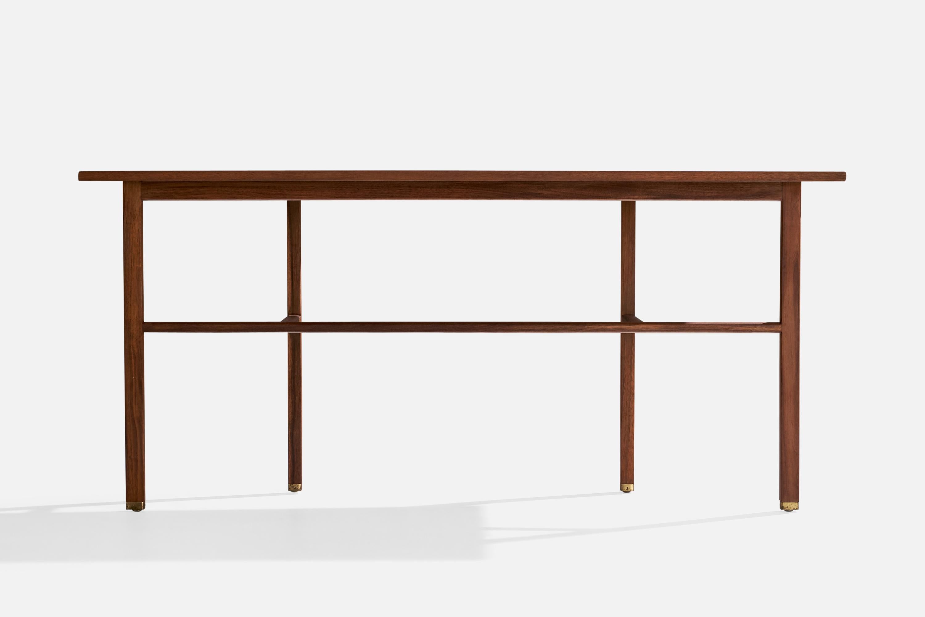 Edward Wormley, Console Table, Walnut, Brass, USA, 1950s For Sale 4