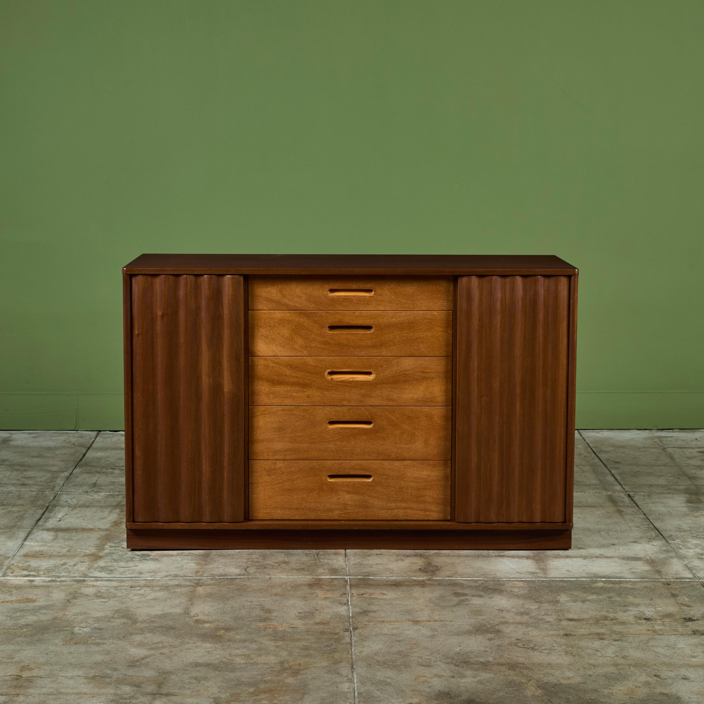 American Edward Wormley Credenza with Rippled Cabinets for Dunbar For Sale