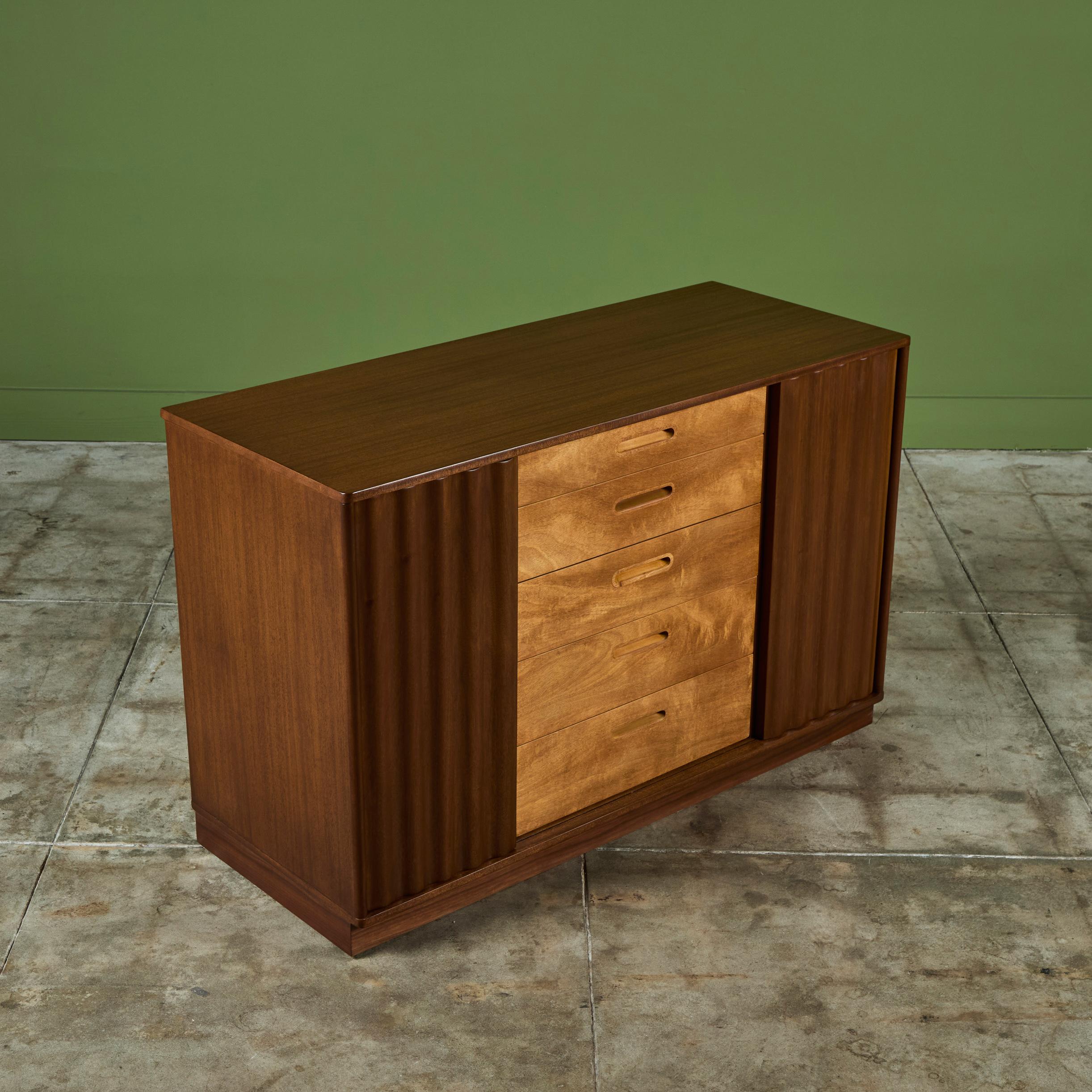 Edward Wormley Credenza with Rippled Cabinets for Dunbar For Sale 1