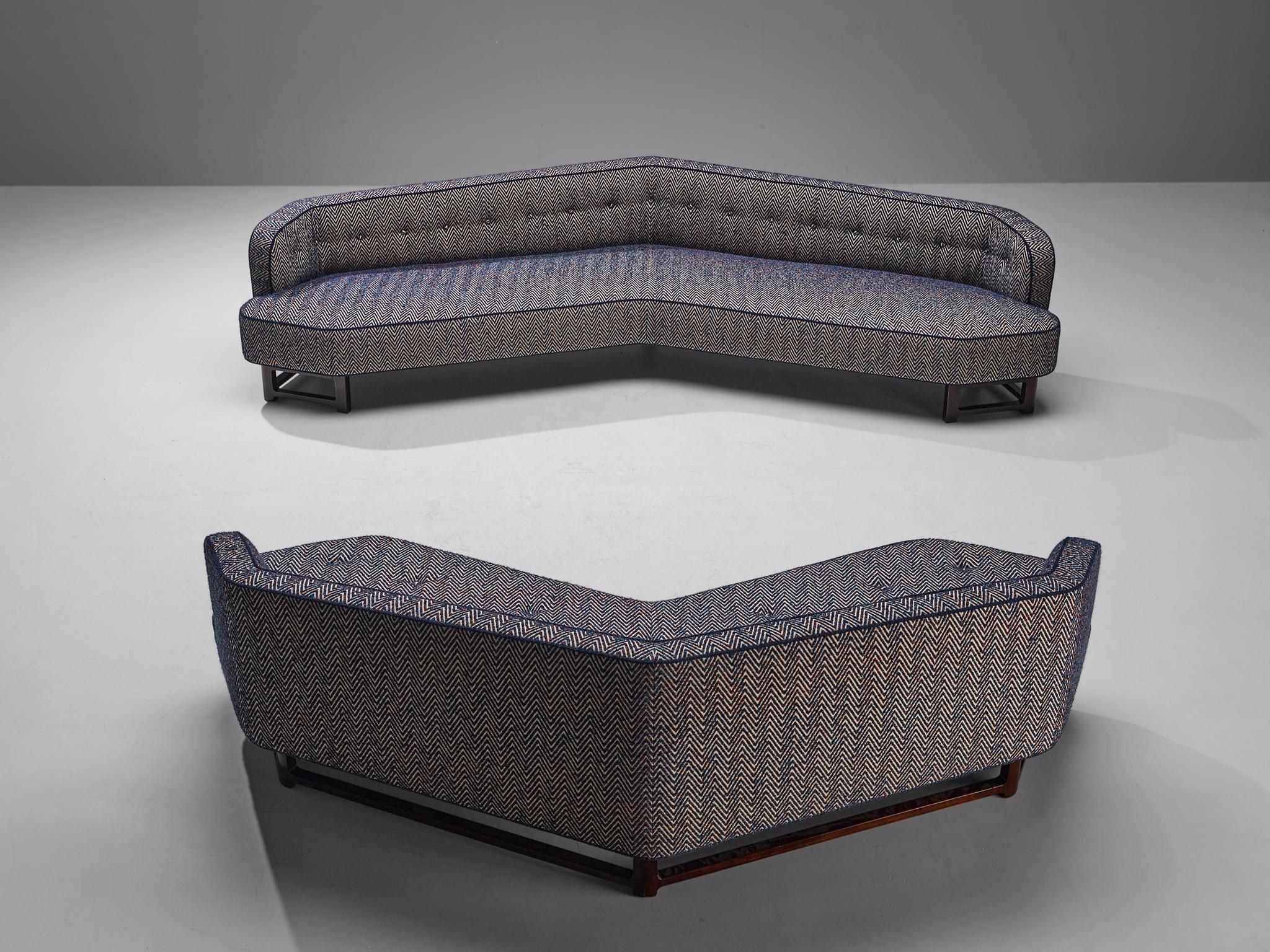 Edward Wormley Custom-Made 'Janus' Sofa in Multicolored Patterned Fabric  4