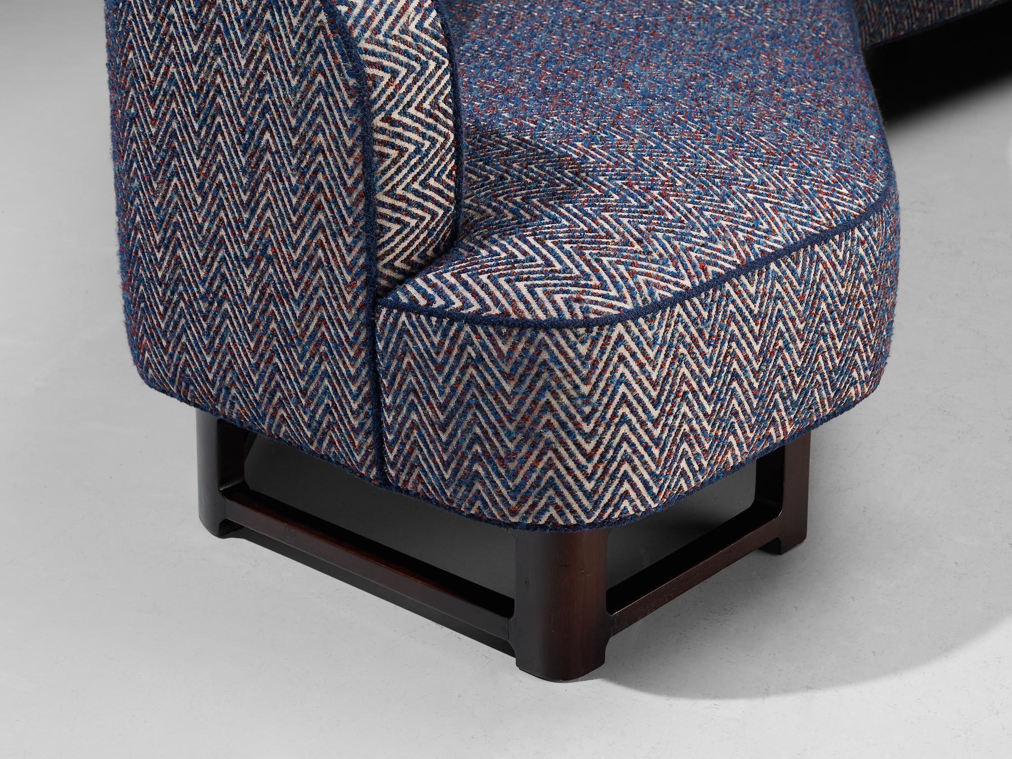 Mid-Century Modern Edward Wormley Custom-Made 'Janus' Sofa in Multicolored Patterned Fabric 